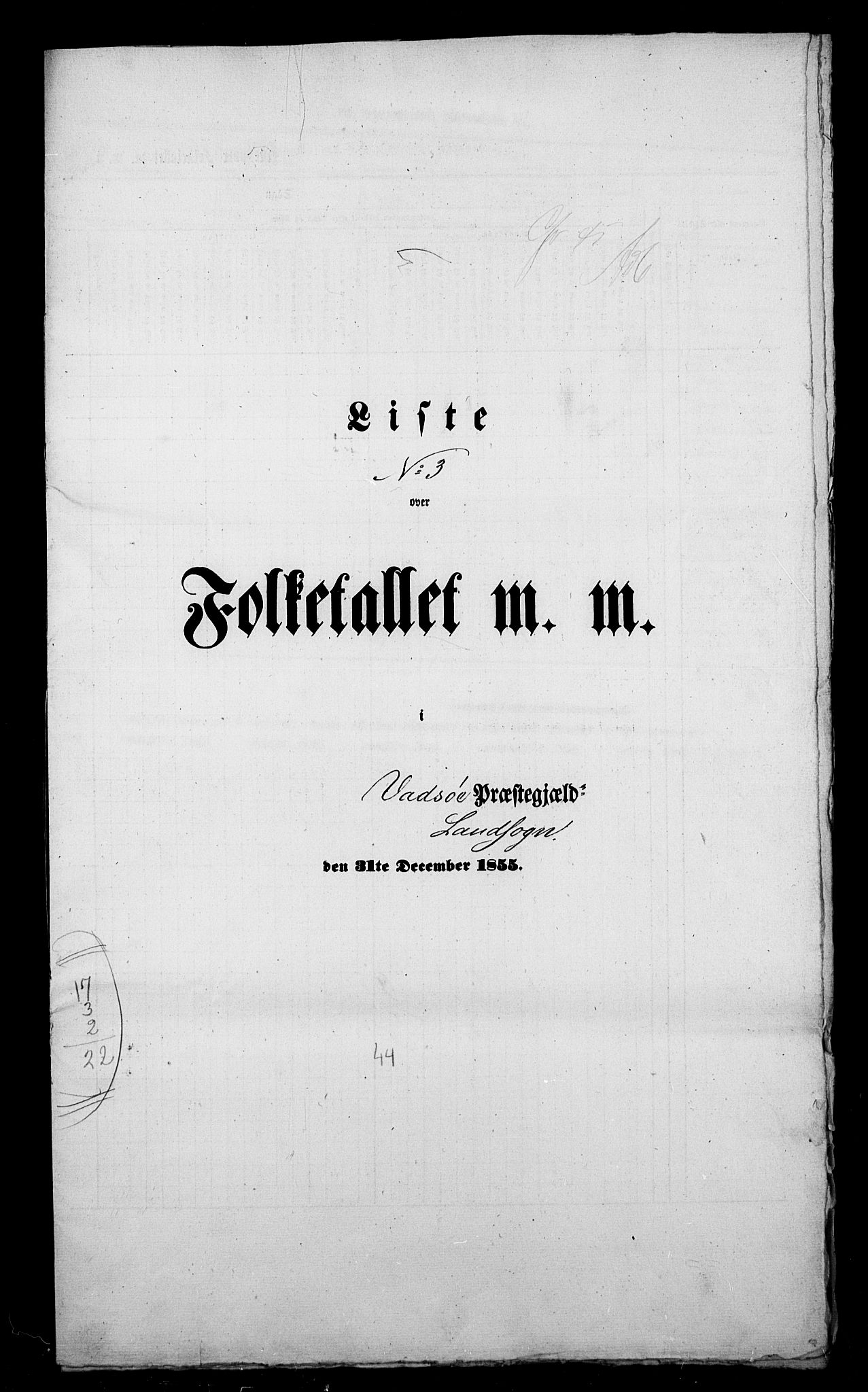 , Folketelling 1855 for Vadsø prestegjeld, 2029L Vadsø landsokn, 2030S1 Sør-Varanger sokn, 1855, s. 13