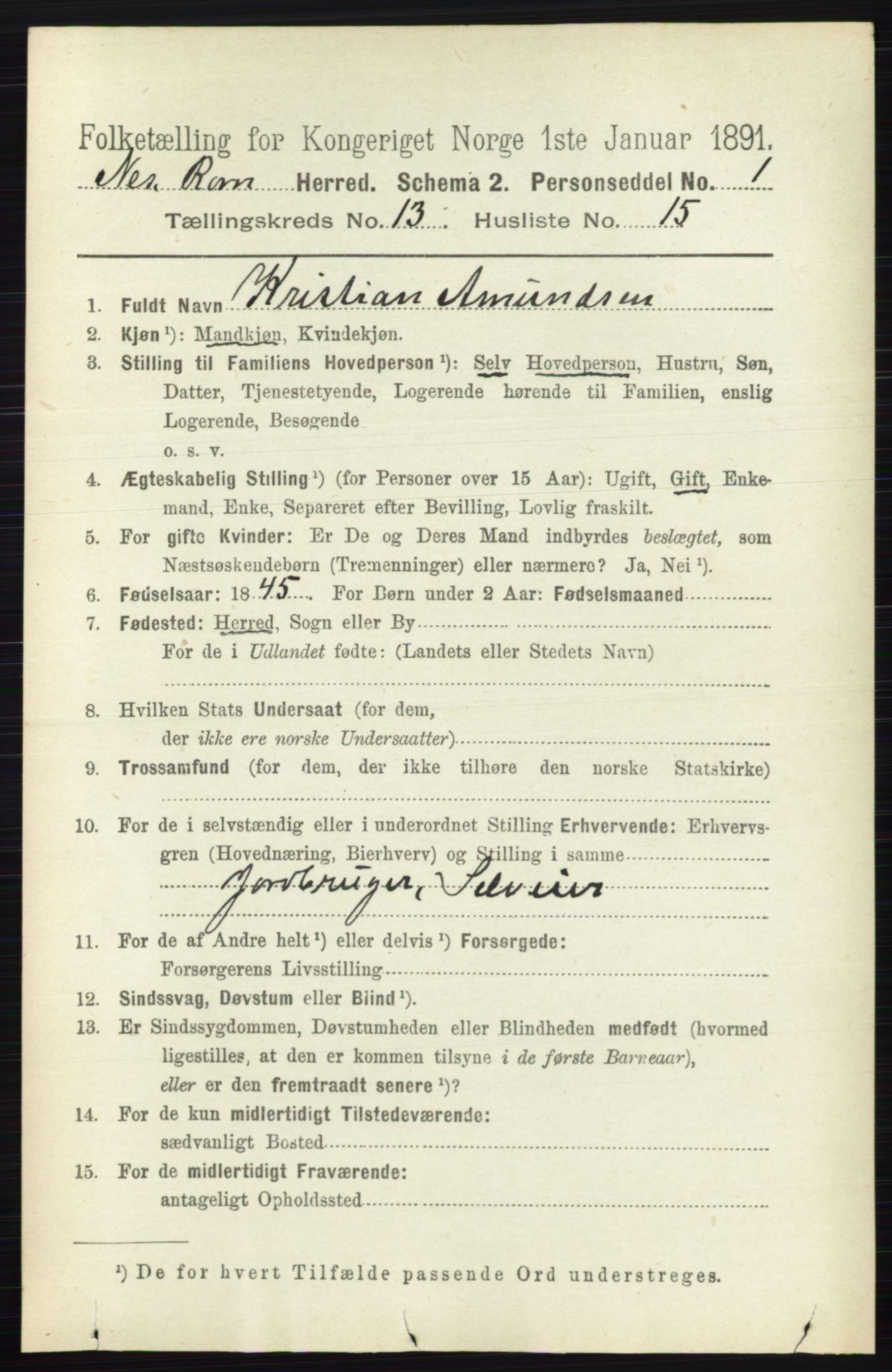 RA, Folketelling 1891 for 0236 Nes herred, 1891, s. 7930