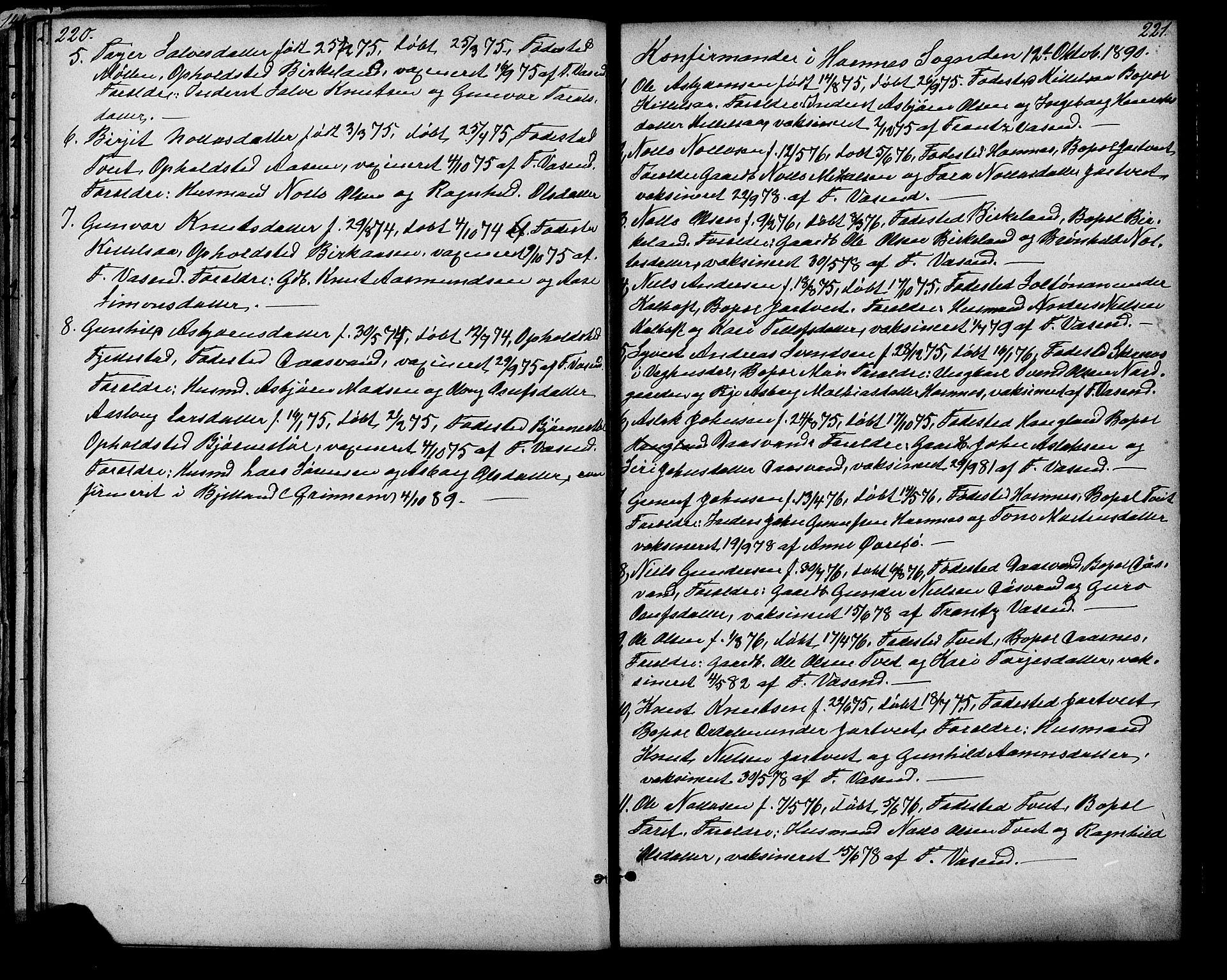 Evje sokneprestkontor, AV/SAK-1111-0008/F/Fb/Fbb/L0002: Klokkerbok nr. B 2, 1879-1909, s. 220-221