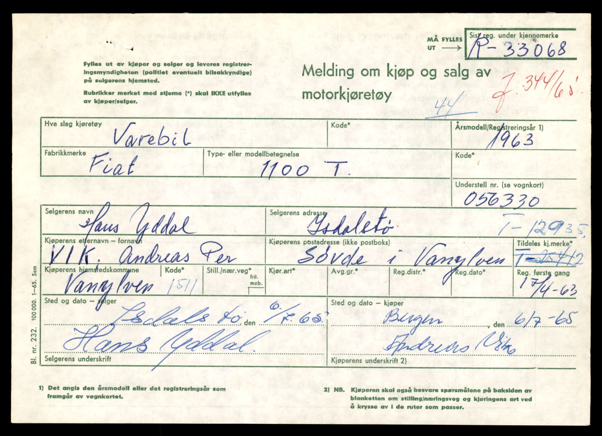 Møre og Romsdal vegkontor - Ålesund trafikkstasjon, AV/SAT-A-4099/F/Fe/L0036: Registreringskort for kjøretøy T 12831 - T 13030, 1927-1998, s. 1611