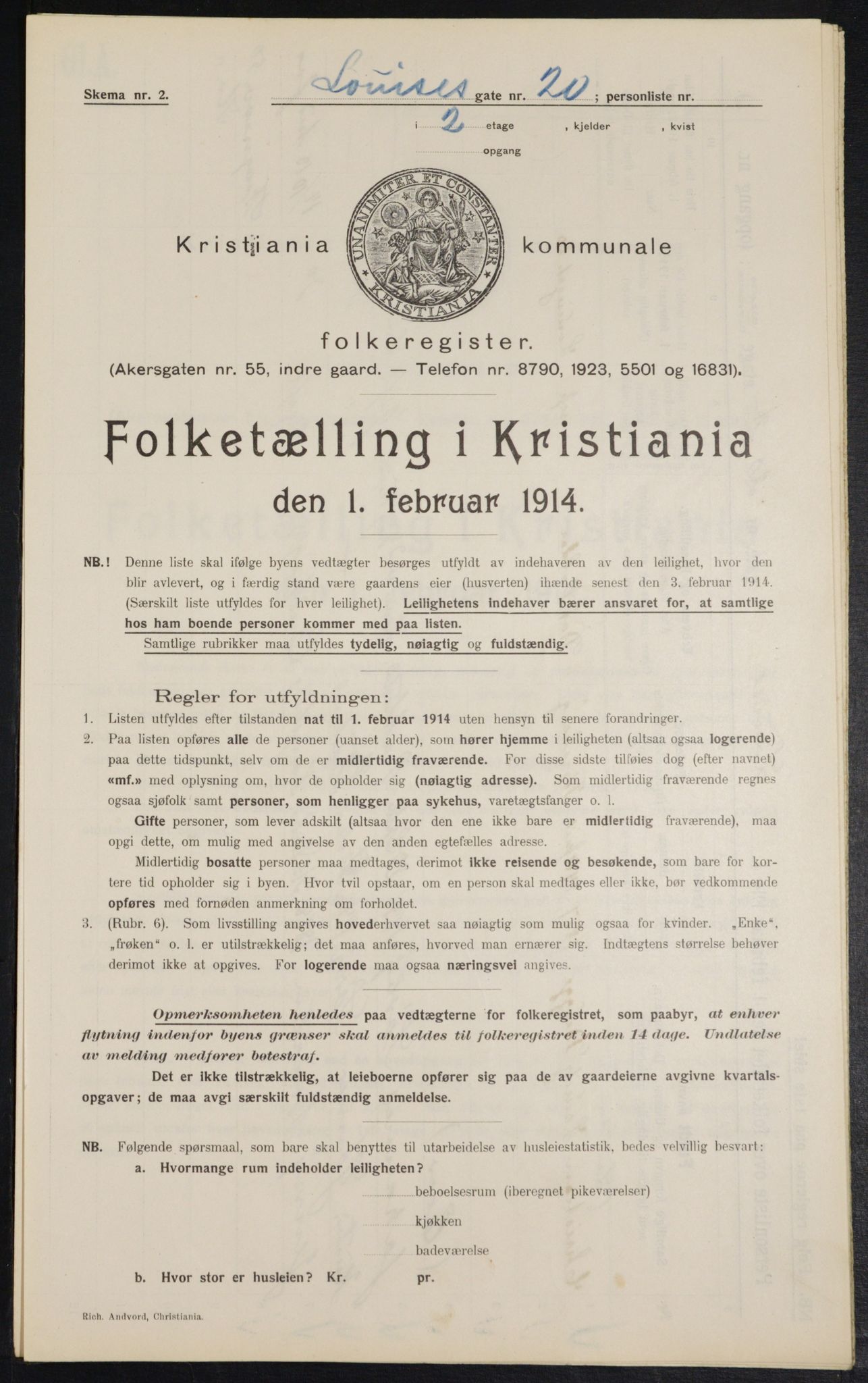 OBA, Kommunal folketelling 1.2.1914 for Kristiania, 1914, s. 58335