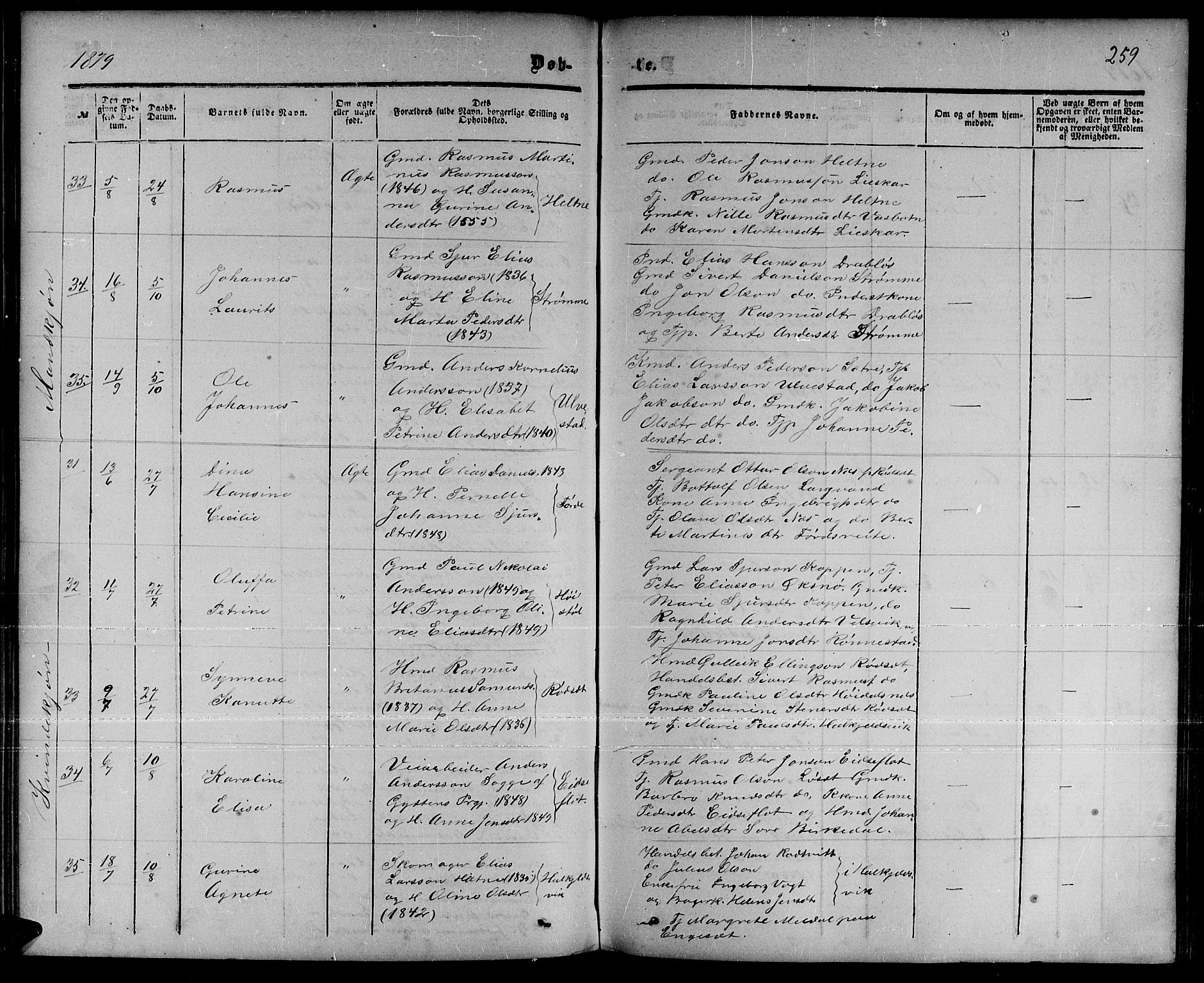 Ministerialprotokoller, klokkerbøker og fødselsregistre - Møre og Romsdal, AV/SAT-A-1454/511/L0157: Klokkerbok nr. 511C03, 1864-1884, s. 259