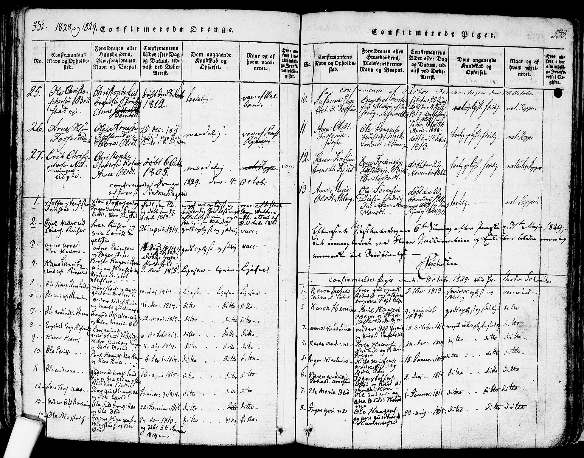 Nes prestekontor Kirkebøker, AV/SAO-A-10410/F/Fa/L0005: Ministerialbok nr. I 5, 1815-1835, s. 532-533