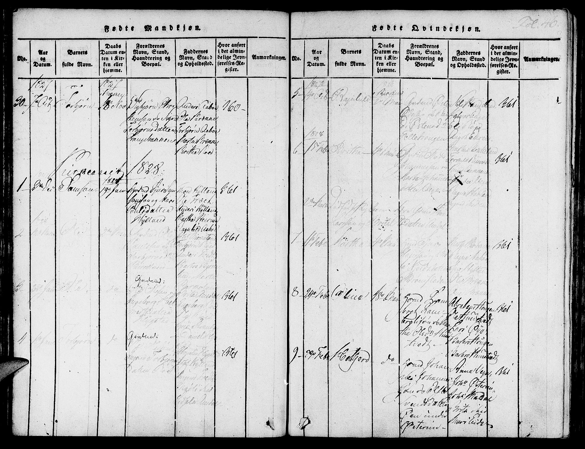 Suldal sokneprestkontor, SAST/A-101845/01/IV/L0007: Ministerialbok nr. A 7, 1817-1838, s. 46