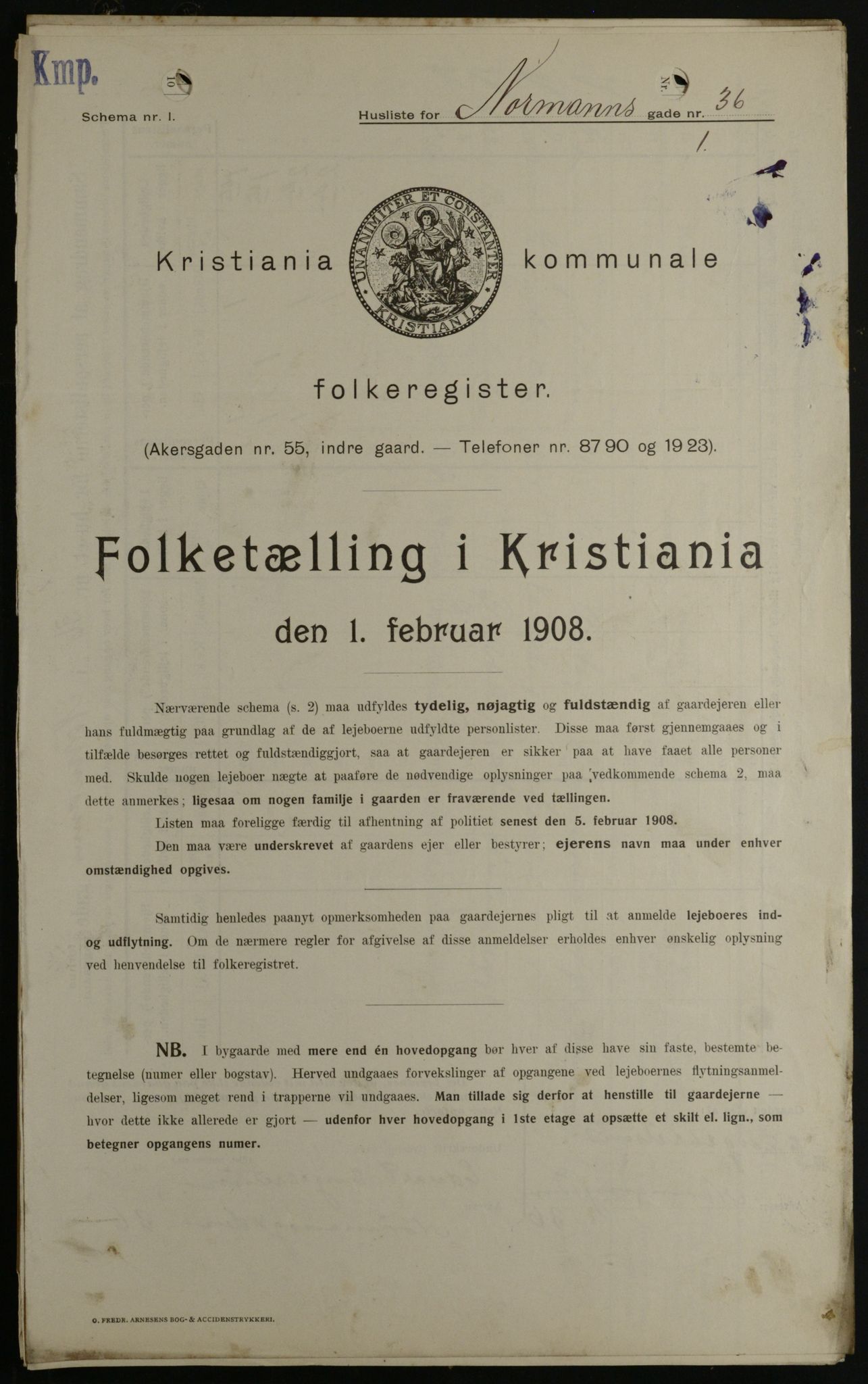OBA, Kommunal folketelling 1.2.1908 for Kristiania kjøpstad, 1908, s. 66334