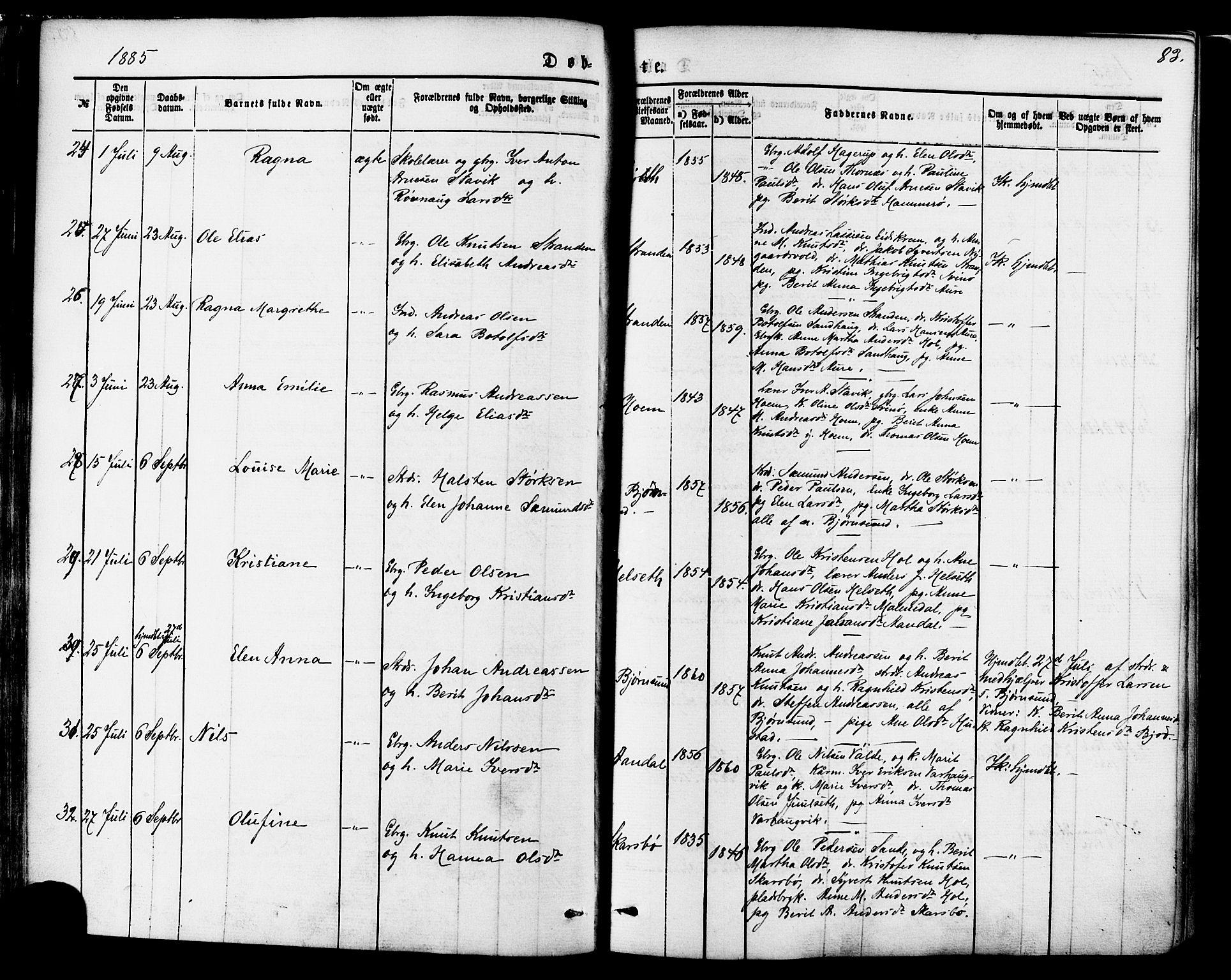 Ministerialprotokoller, klokkerbøker og fødselsregistre - Møre og Romsdal, AV/SAT-A-1454/565/L0749: Ministerialbok nr. 565A03, 1871-1886, s. 83