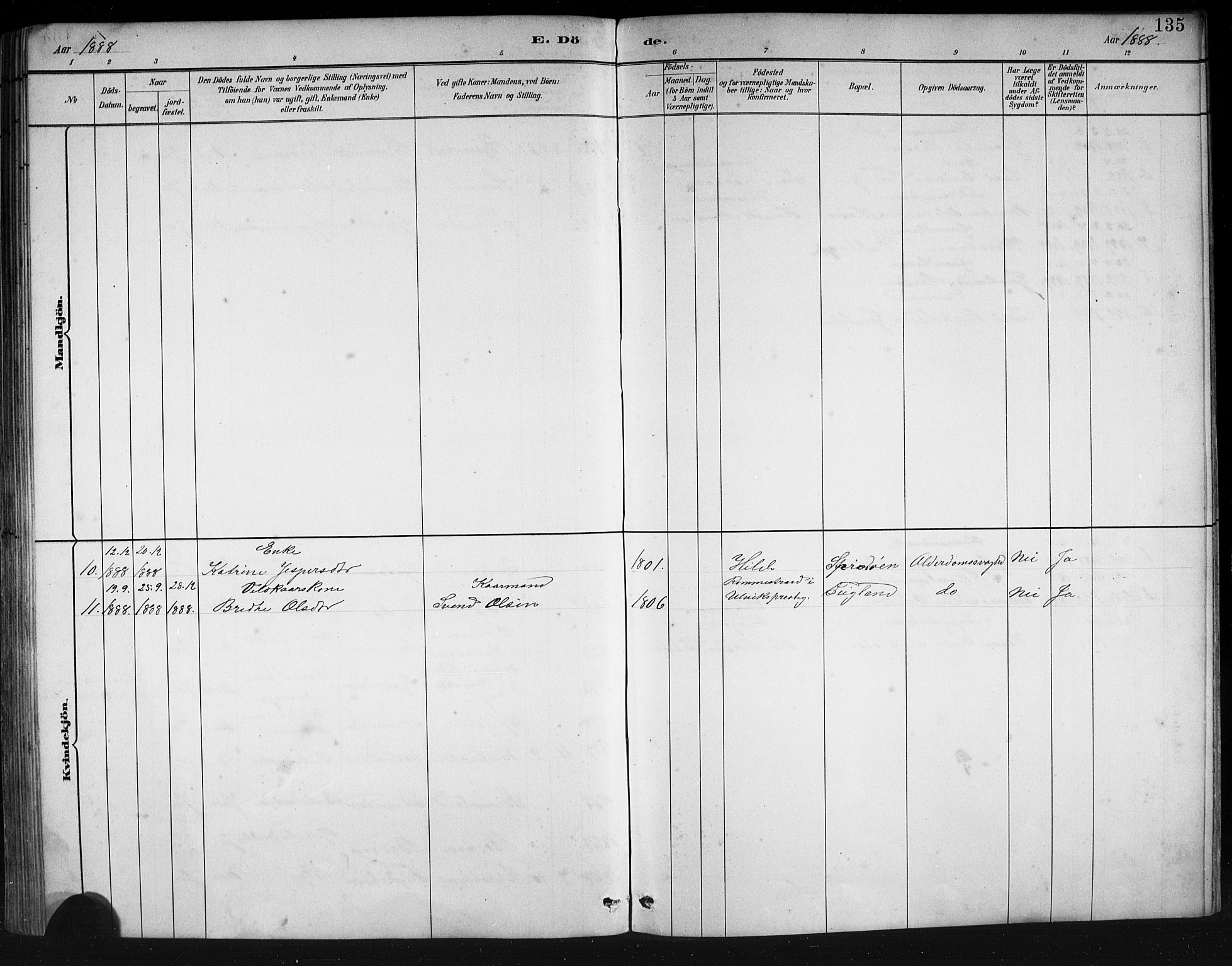 Finnås sokneprestembete, SAB/A-99925/H/Ha/Hab/Haba/L0003: Klokkerbok nr. A 3, 1883-1900, s. 135