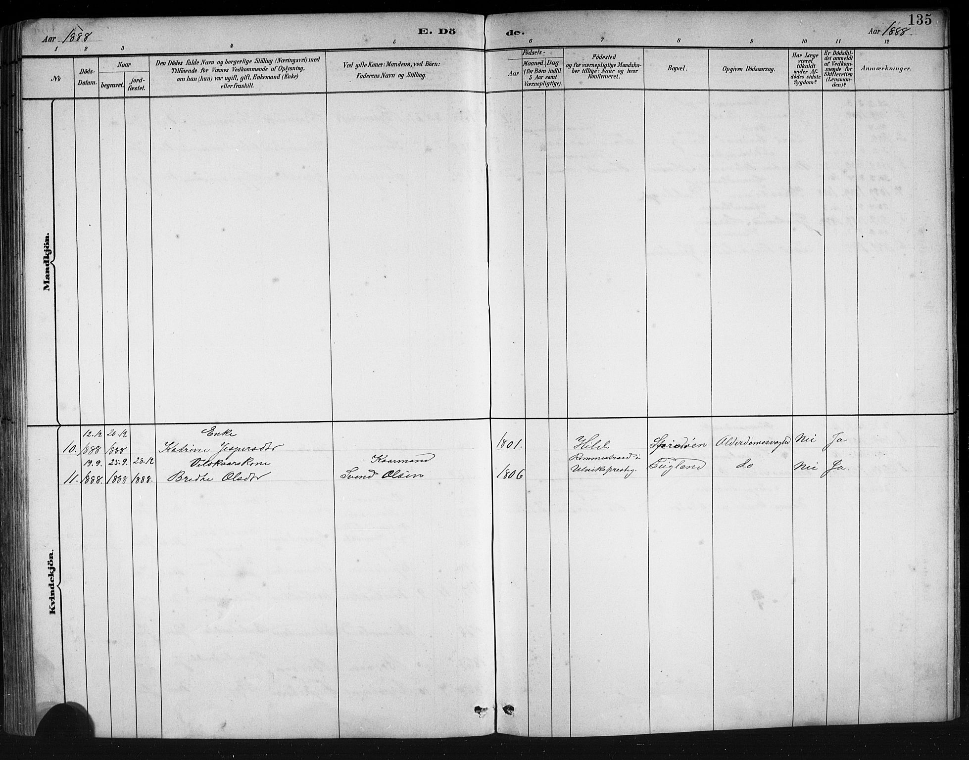 Finnås sokneprestembete, AV/SAB-A-99925/H/Ha/Hab/Haba/L0003: Klokkerbok nr. A 3, 1883-1900, s. 135