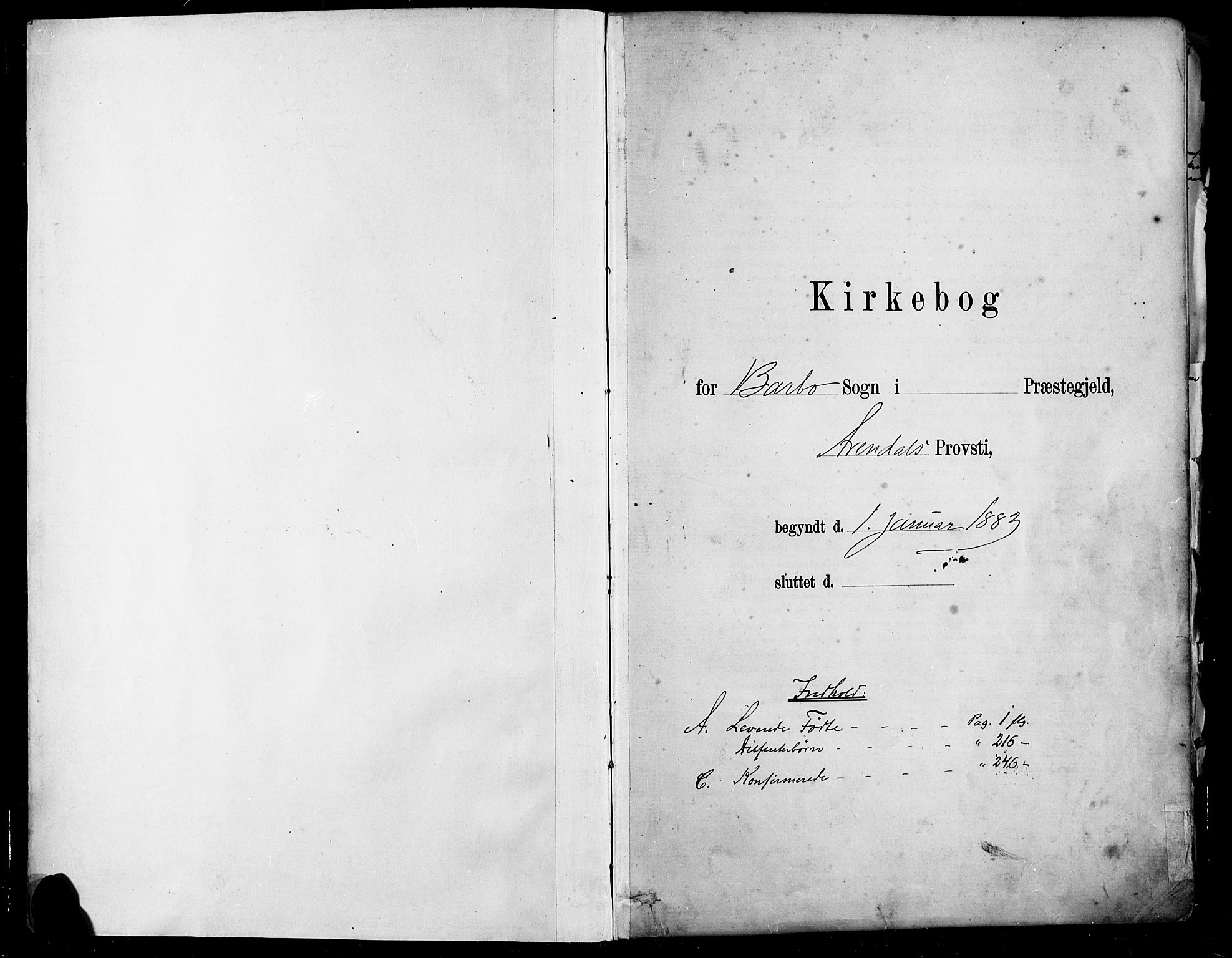 Barbu sokneprestkontor, SAK/1111-0003/F/Fa/L0002: Ministerialbok nr. A 2, 1883-1898