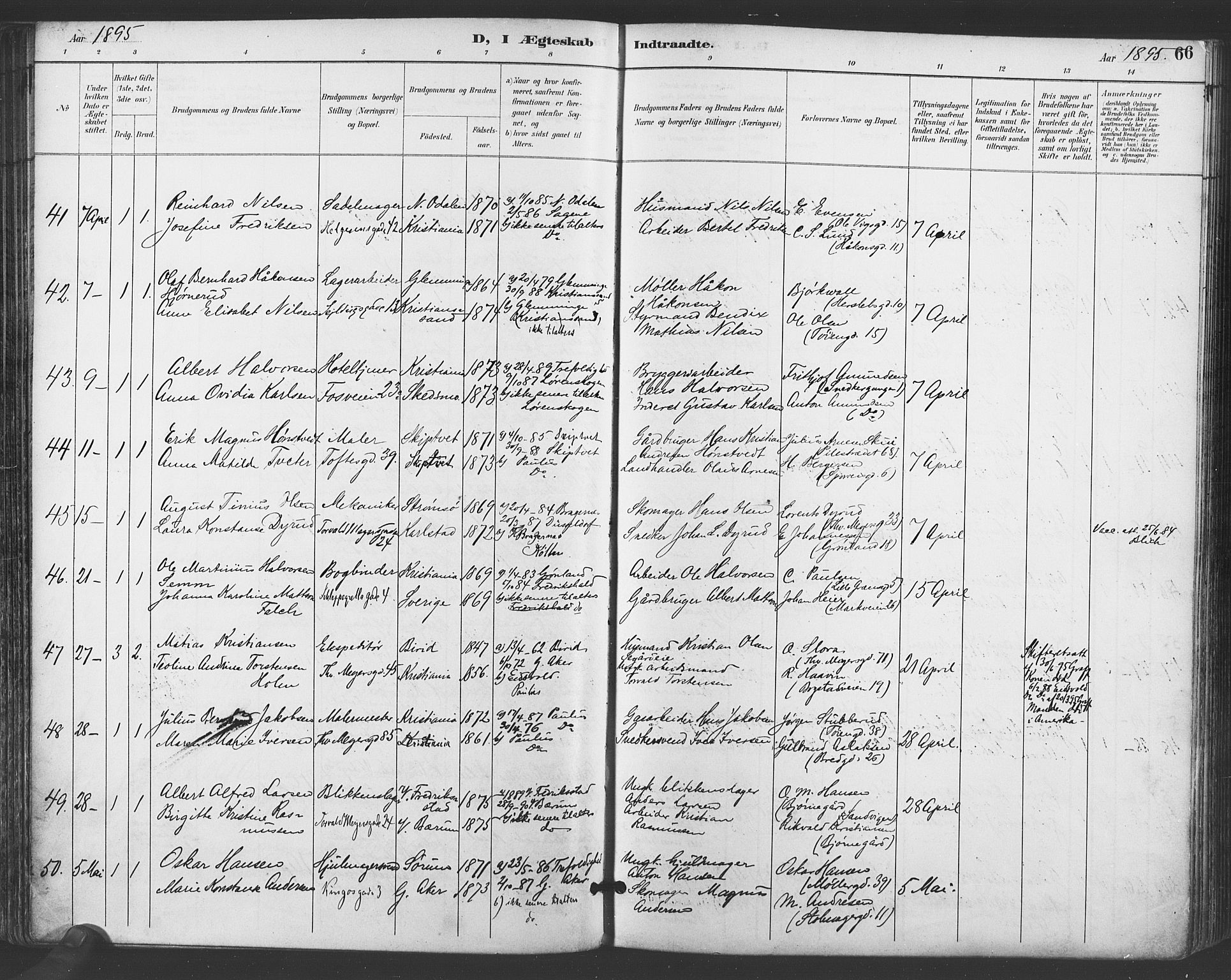 Paulus prestekontor Kirkebøker, AV/SAO-A-10871/F/Fa/L0009: Ministerialbok nr. 9, 1891-1901, s. 66