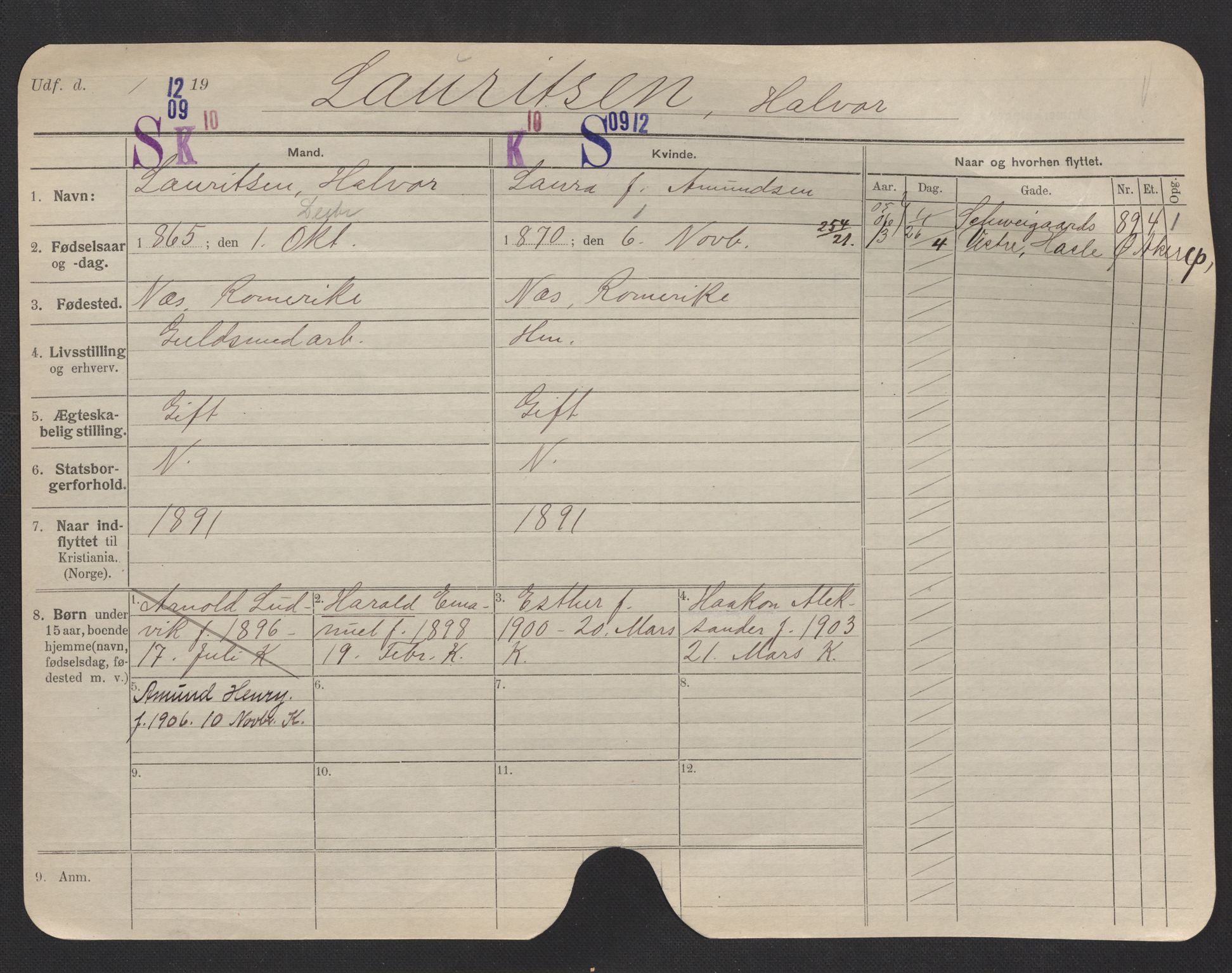 Oslo folkeregister, Registerkort, AV/SAO-A-11715/F/Fa/Fac/L0007: Menn, 1906-1914, s. 20a