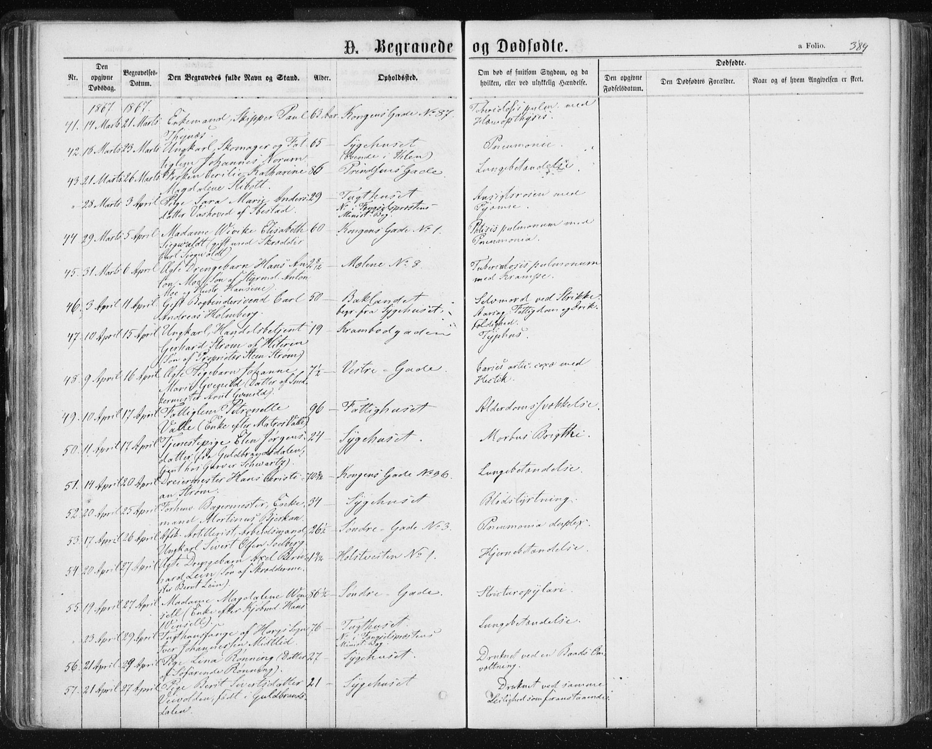 Ministerialprotokoller, klokkerbøker og fødselsregistre - Sør-Trøndelag, AV/SAT-A-1456/601/L0055: Ministerialbok nr. 601A23, 1866-1877, s. 389