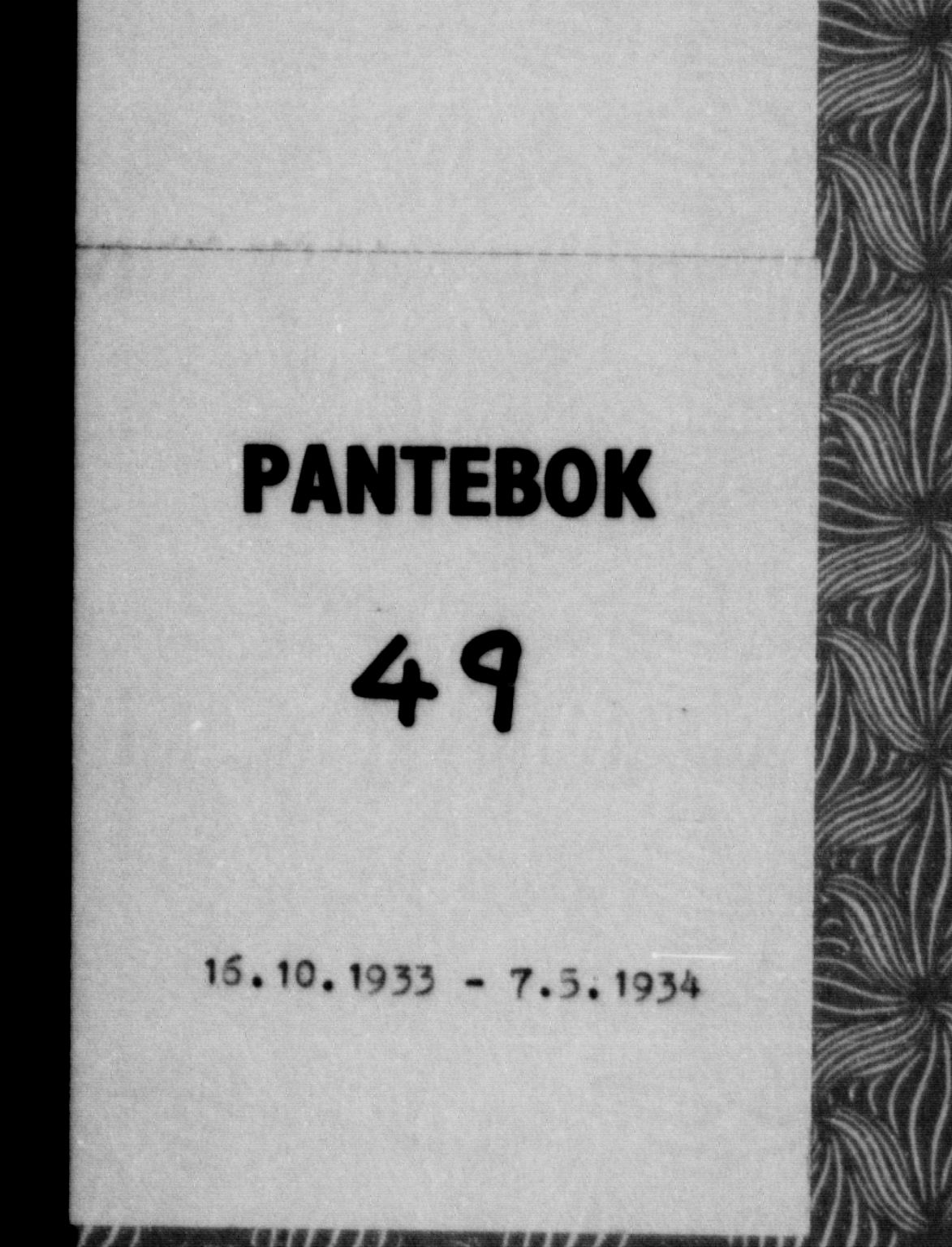 Toten tingrett, SAH/TING-006/H/Hb/Hba/L0049: Pantebok nr. 49, 1933-1934