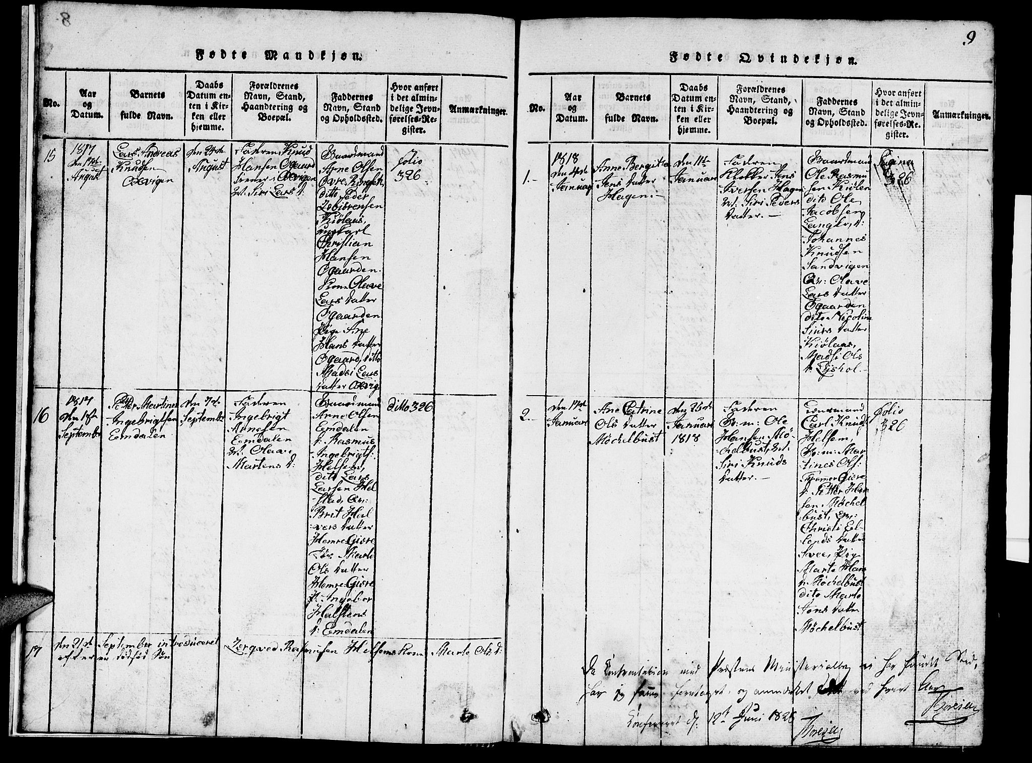 Ministerialprotokoller, klokkerbøker og fødselsregistre - Møre og Romsdal, SAT/A-1454/520/L0289: Klokkerbok nr. 520C01, 1817-1837, s. 9