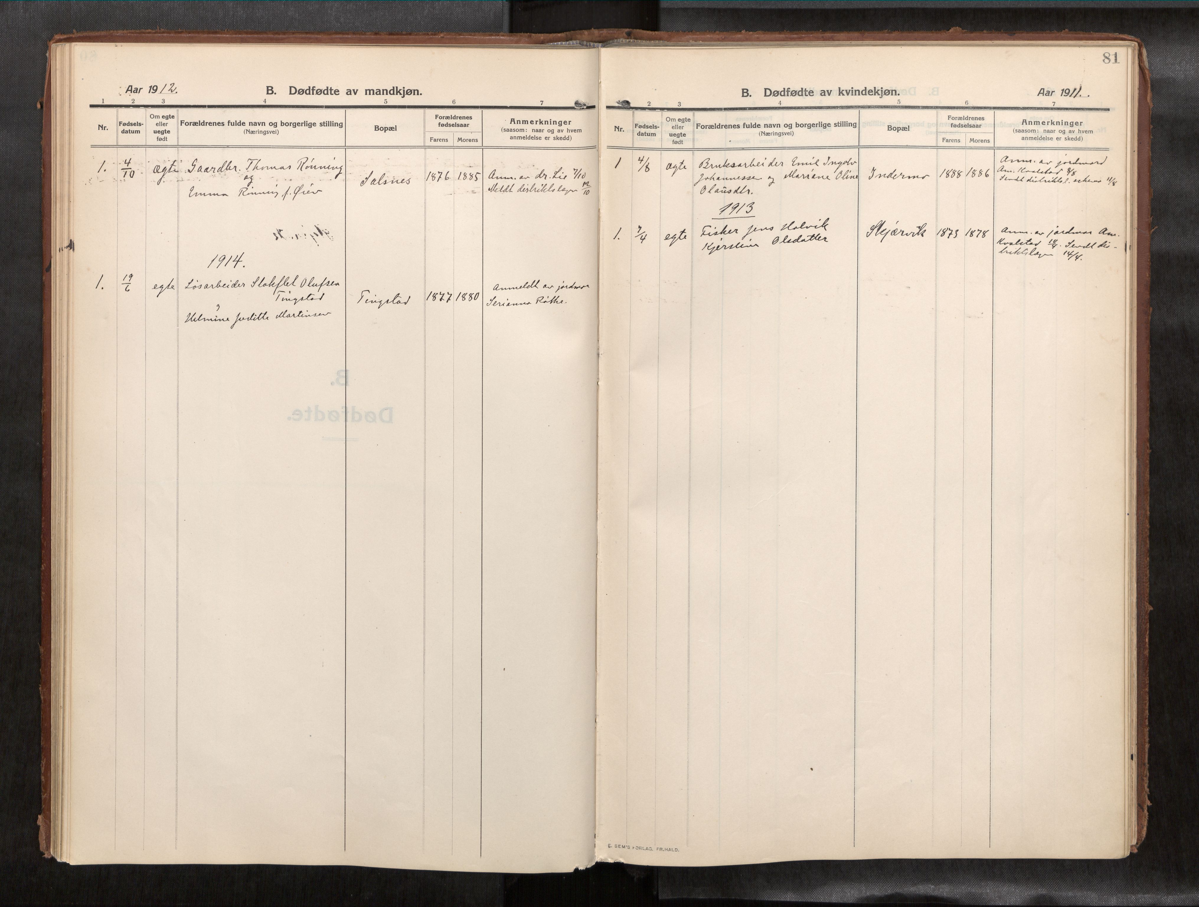Ministerialprotokoller, klokkerbøker og fødselsregistre - Nord-Trøndelag, SAT/A-1458/773/L0624a: Ministerialbok nr. 773A16, 1910-1936, s. 81