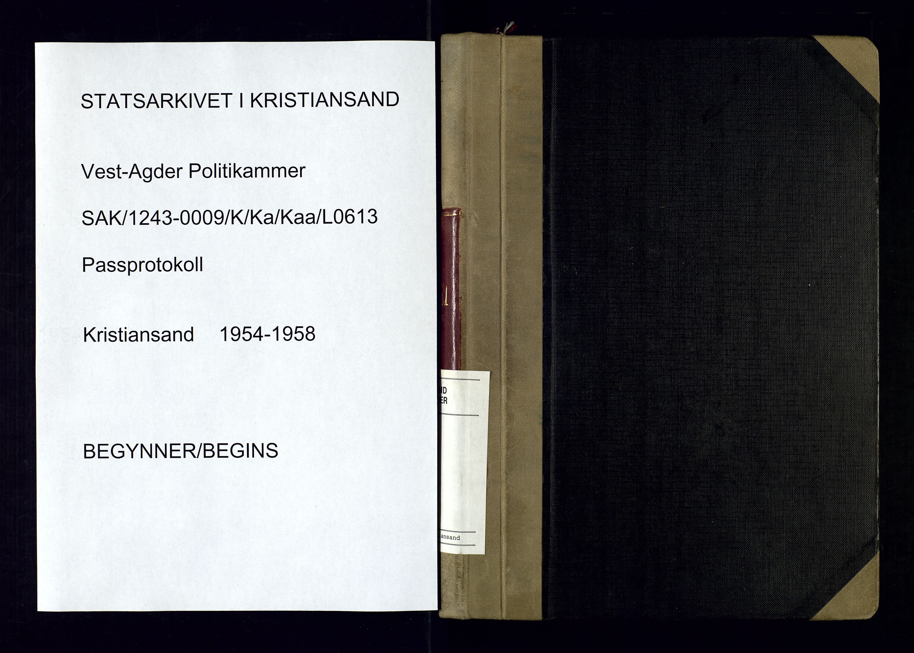 Kristiansand politikammer - 2, AV/SAK-1243-0009/K/Ka/Kaa/L0613: Passprotokoll, liste med løpenumre, 1954-1958