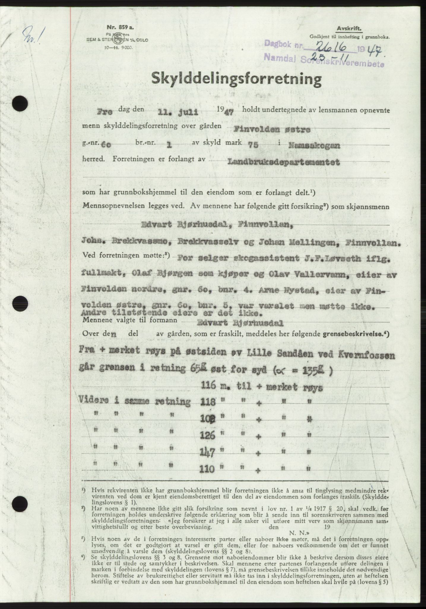 Namdal sorenskriveri, SAT/A-4133/1/2/2C: Pantebok nr. -, 1947-1948, Dagboknr: 2616/1947