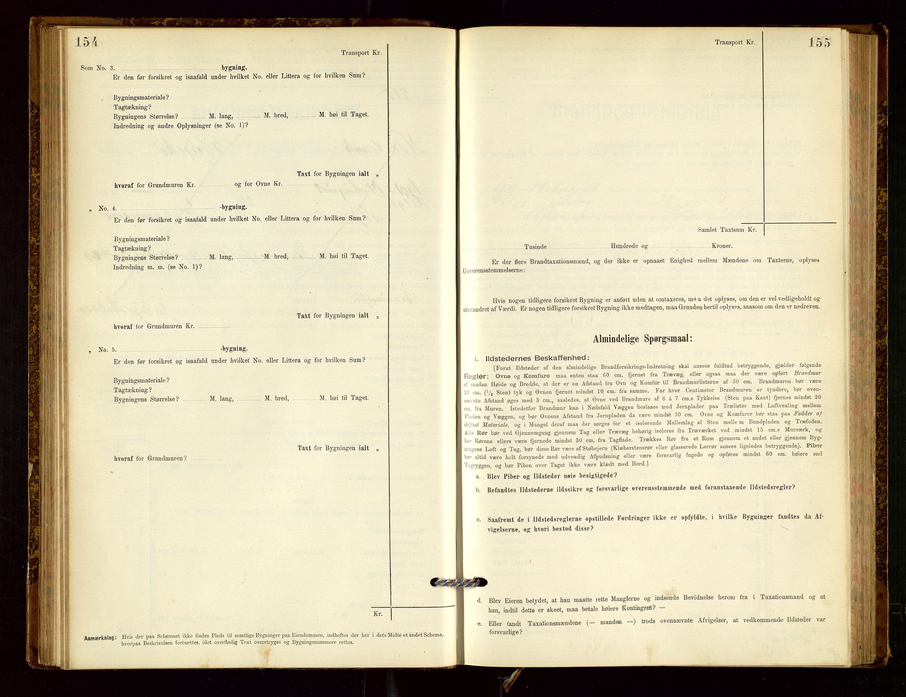 Nedstrand lensmannskontor, AV/SAST-A-100236/Gob/L0001: "Brandtaxationsprotokol for Nerstrand Lensmandsdistrikt Ryfylke fogderi", 1895-1915, s. 154-155