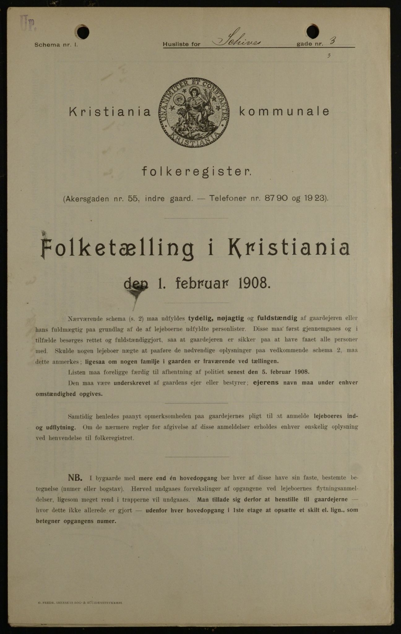 OBA, Kommunal folketelling 1.2.1908 for Kristiania kjøpstad, 1908, s. 80723