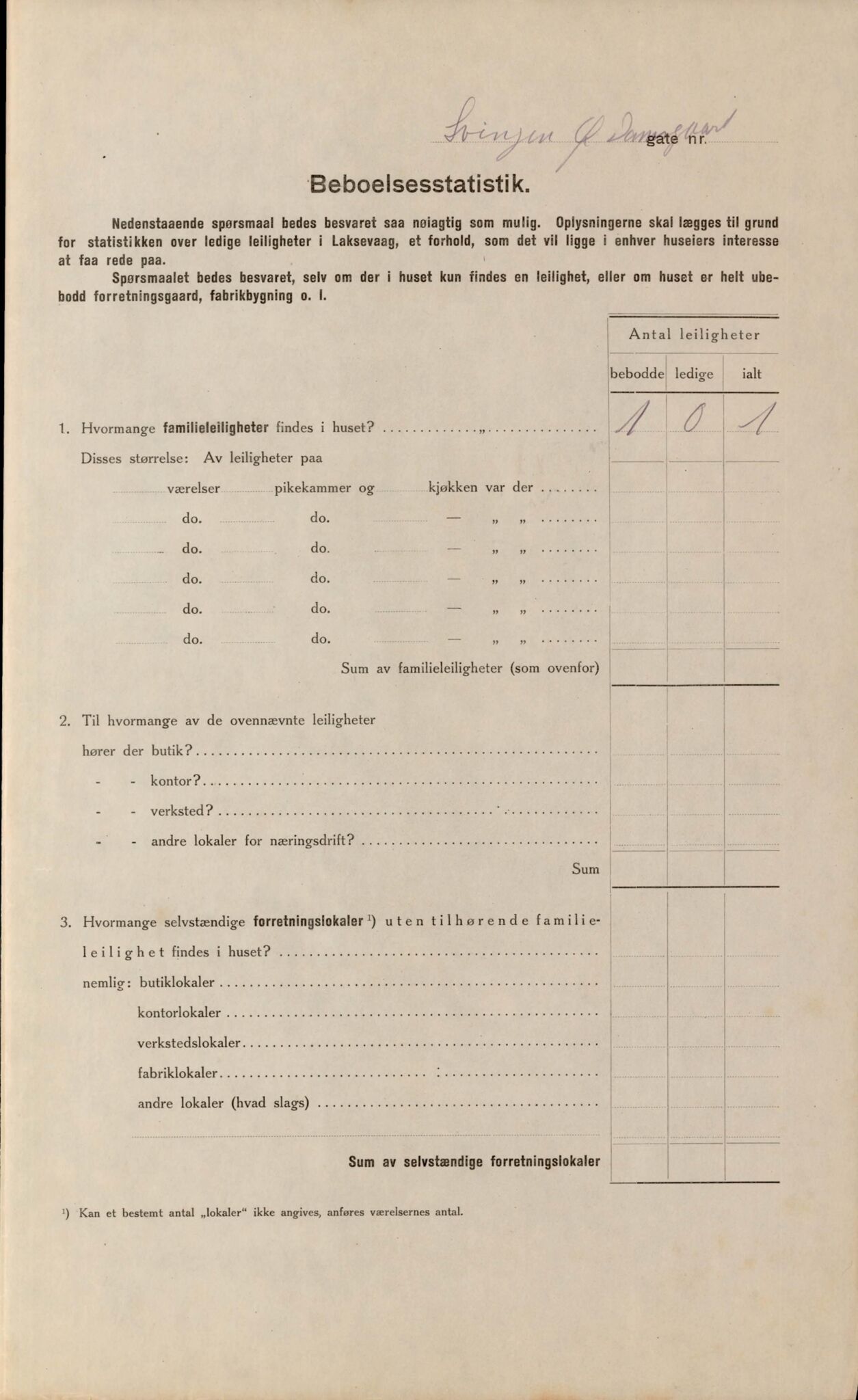 Laksevåg kommune. Folkeregisteret, BBA/A-1586/E/Ea/L0001: Folketellingskjema 1920, 1920, s. 1585