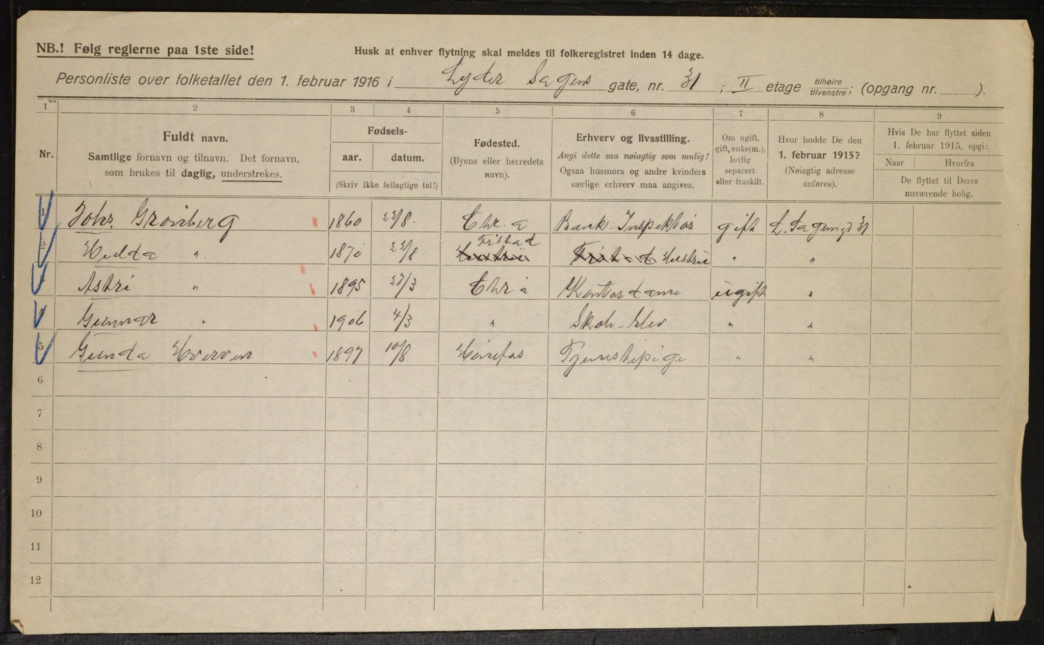 OBA, Kommunal folketelling 1.2.1916 for Kristiania, 1916, s. 59867