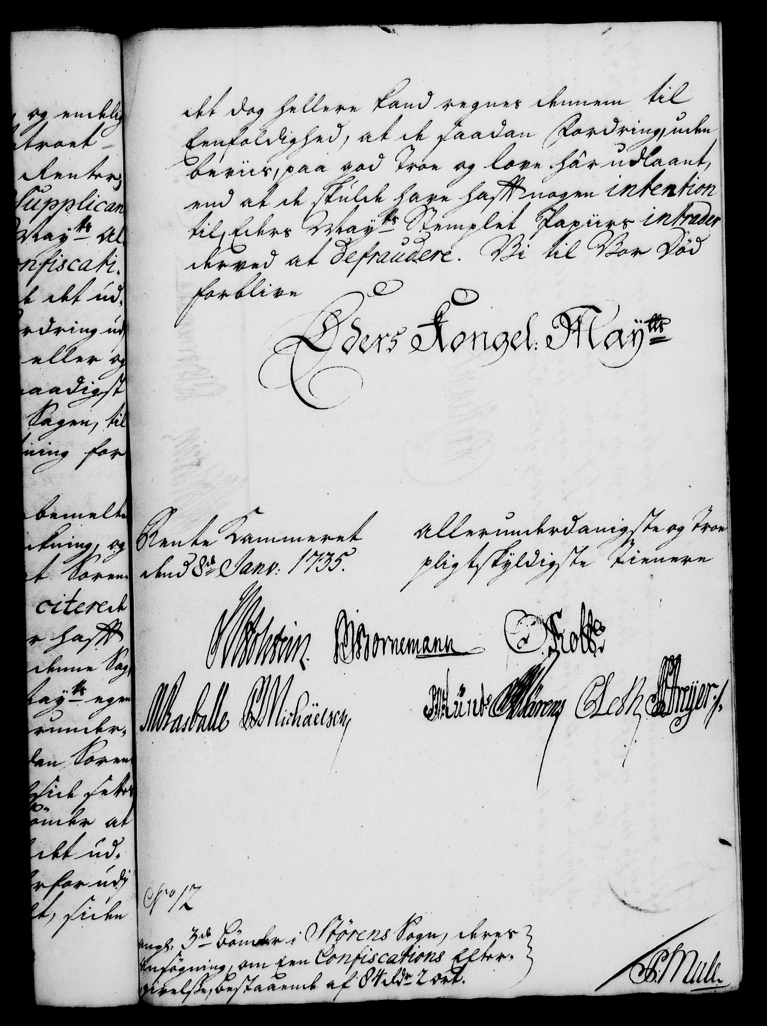Rentekammeret, Kammerkanselliet, RA/EA-3111/G/Gf/Gfa/L0018: Norsk relasjons- og resolusjonsprotokoll (merket RK 52.18), 1735, s. 77