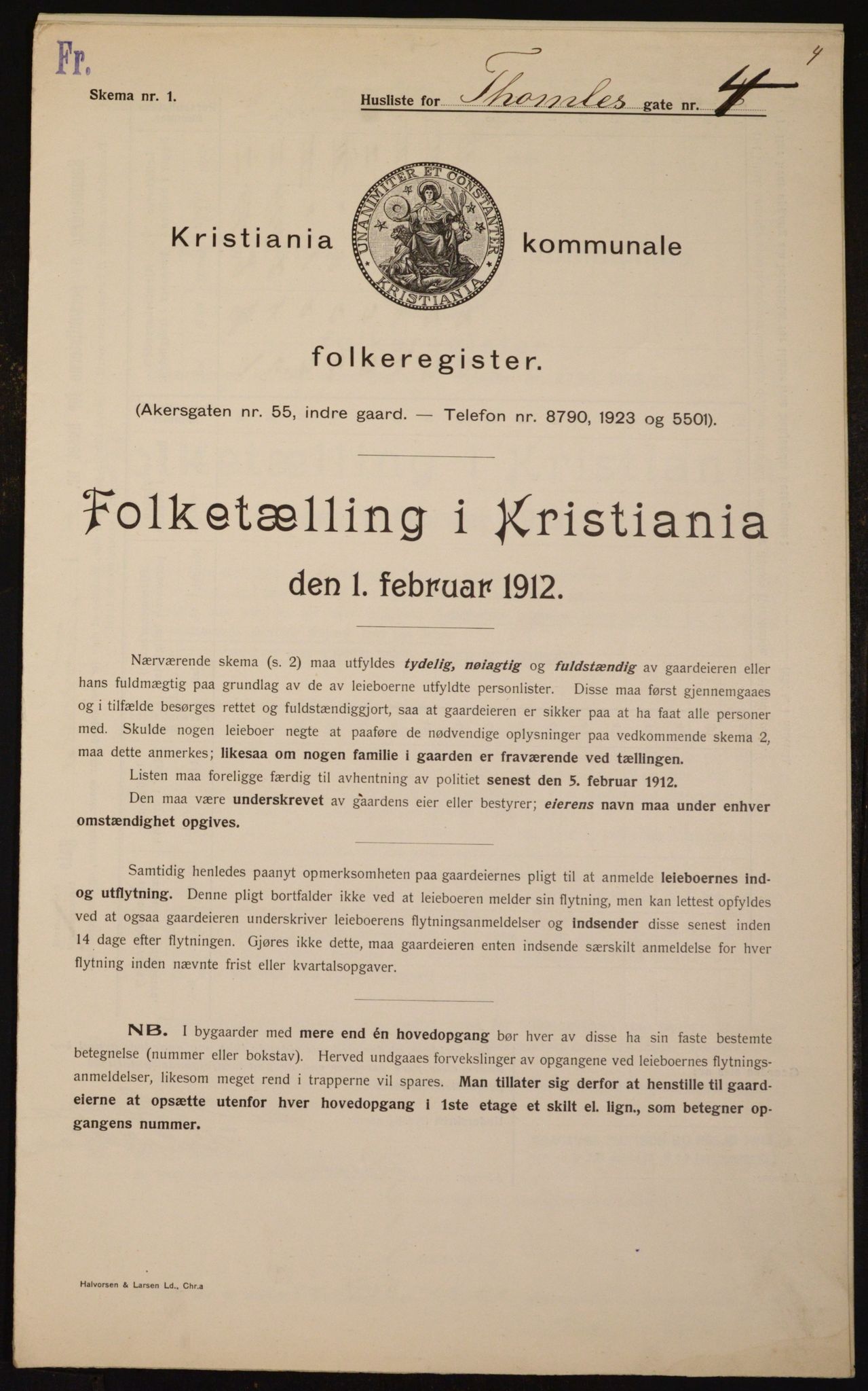 OBA, Kommunal folketelling 1.2.1912 for Kristiania, 1912, s. 109212