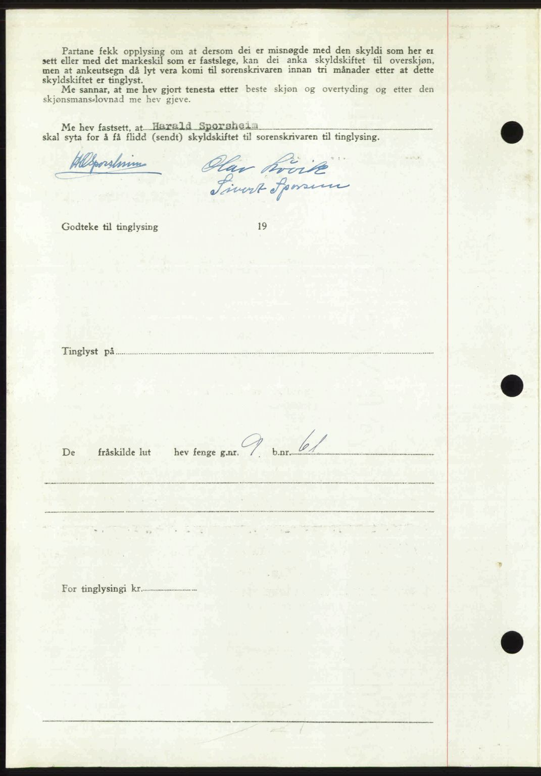 Romsdal sorenskriveri, AV/SAT-A-4149/1/2/2C: Pantebok nr. A31, 1949-1949, Dagboknr: 2954/1949