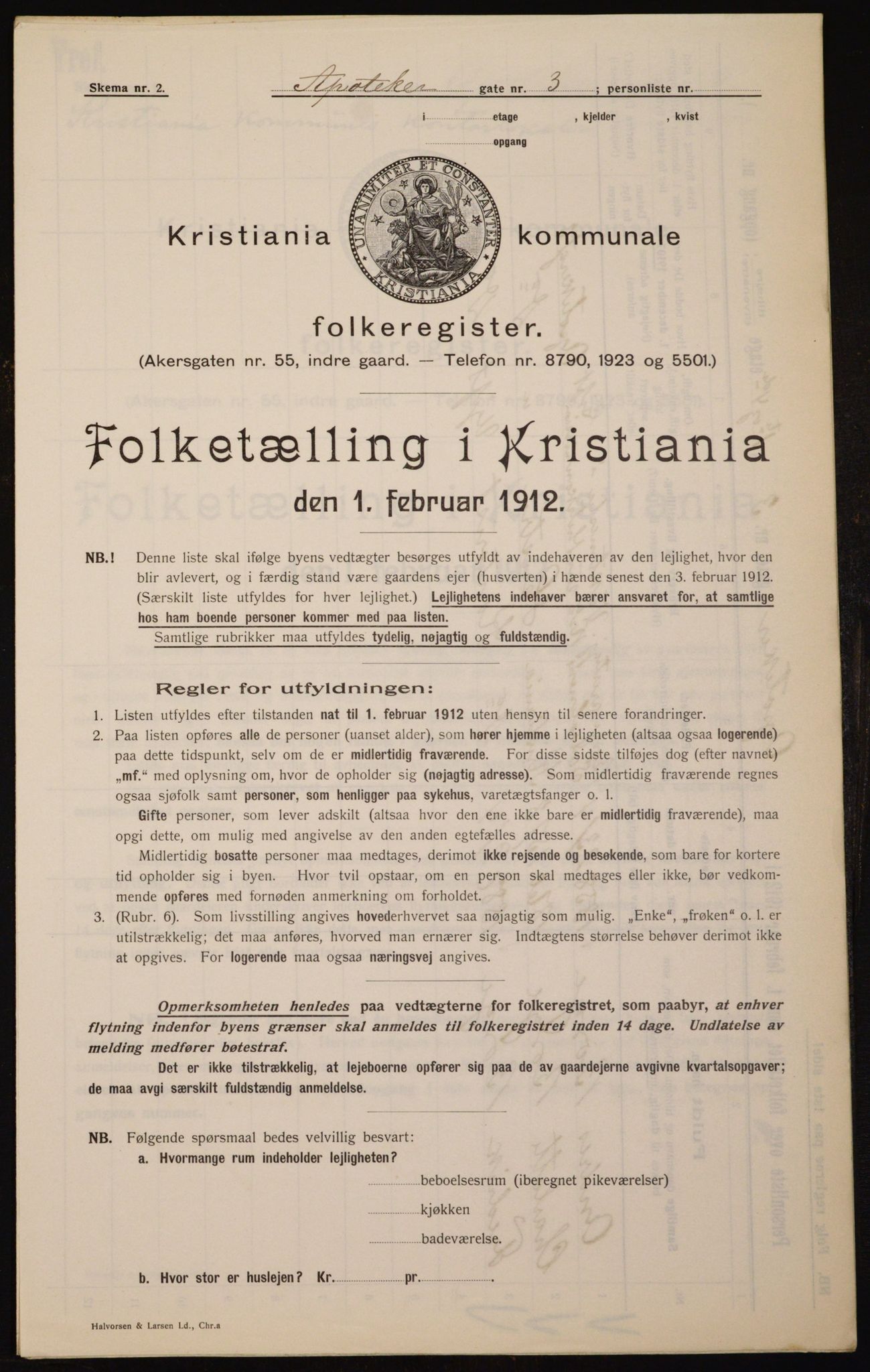 OBA, Kommunal folketelling 1.2.1912 for Kristiania, 1912, s. 1323