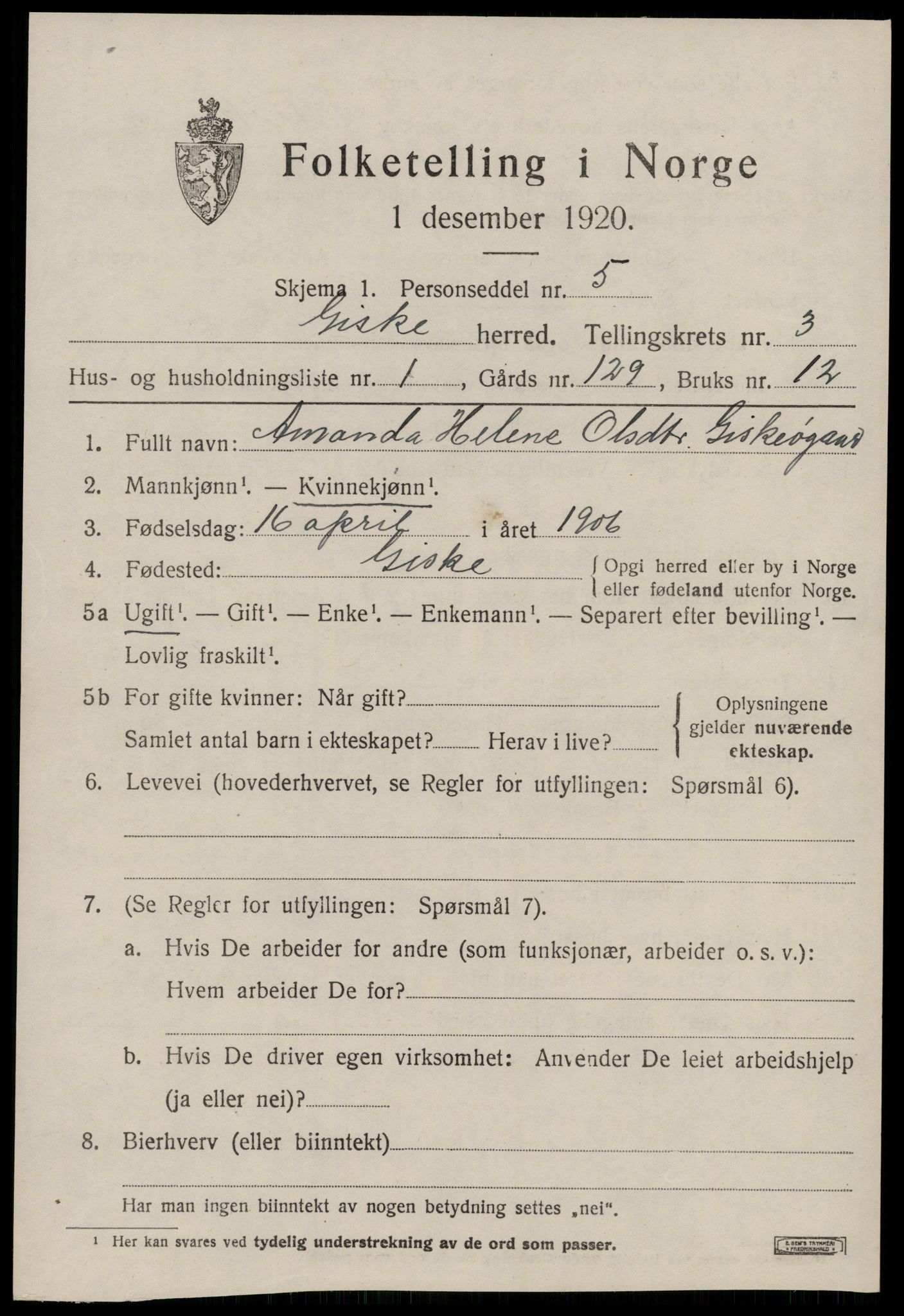 SAT, Folketelling 1920 for 1532 Giske herred, 1920, s. 1668