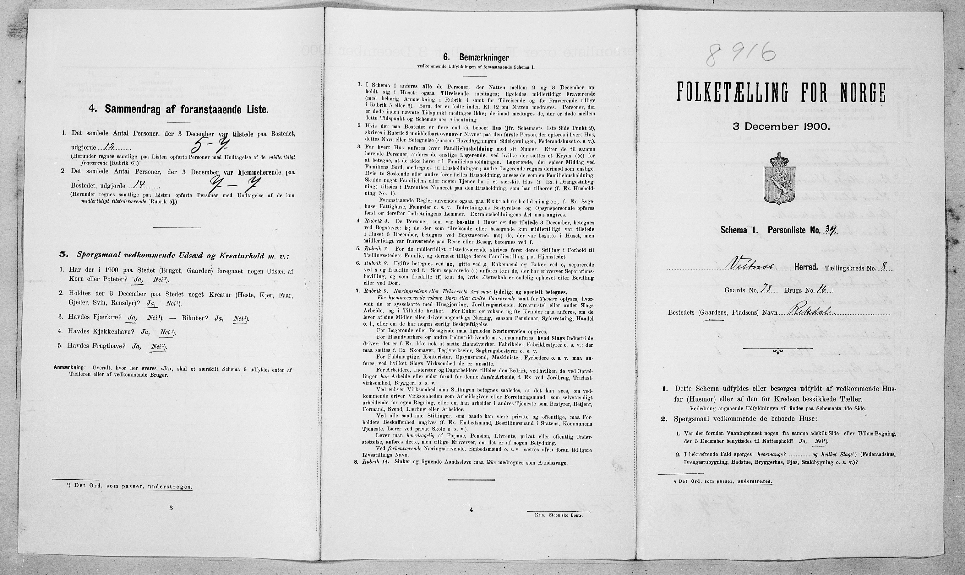 SAT, Folketelling 1900 for 1535 Vestnes herred, 1900, s. 856