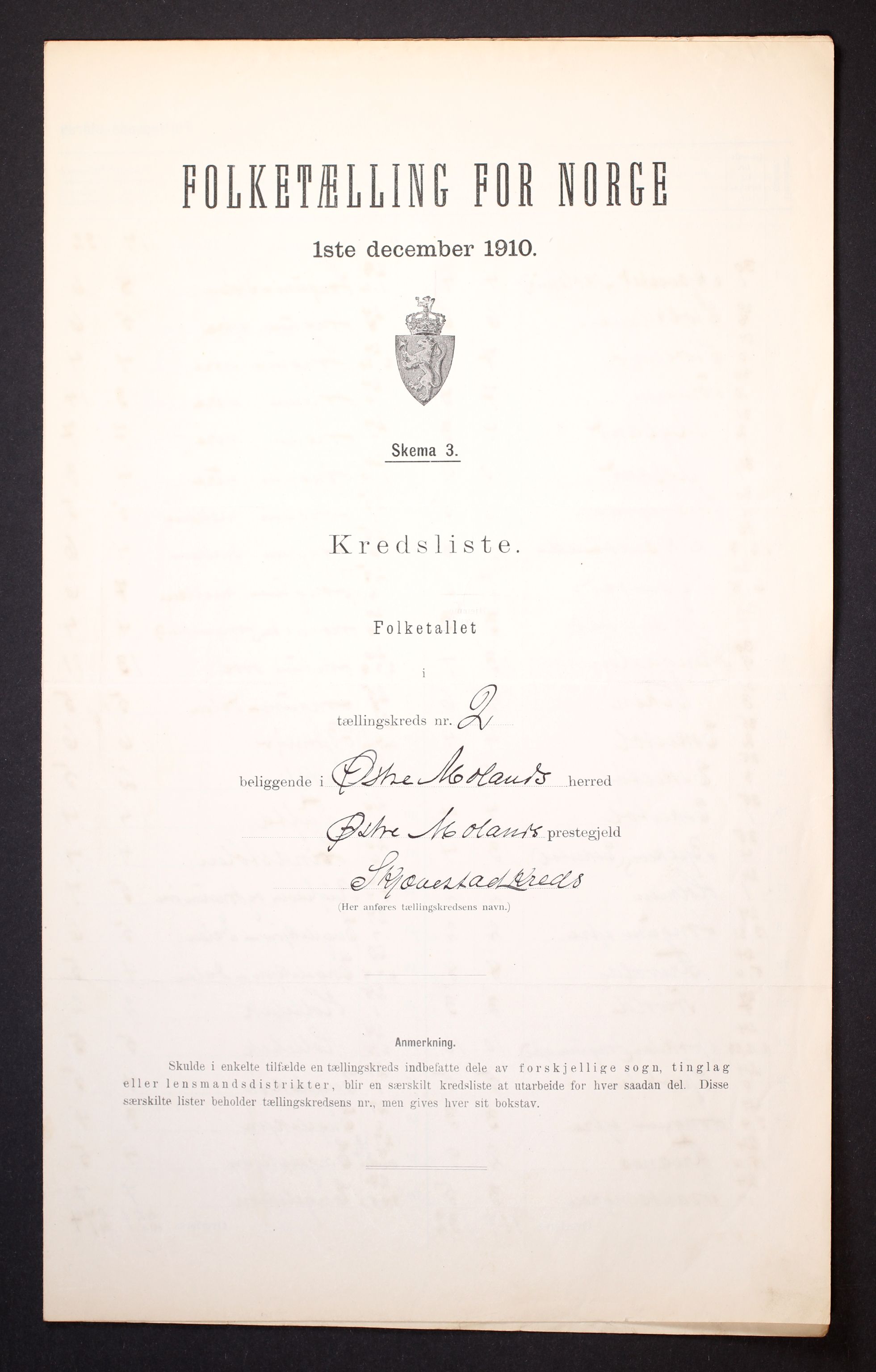 RA, Folketelling 1910 for 0918 Austre Moland herred, 1910, s. 10