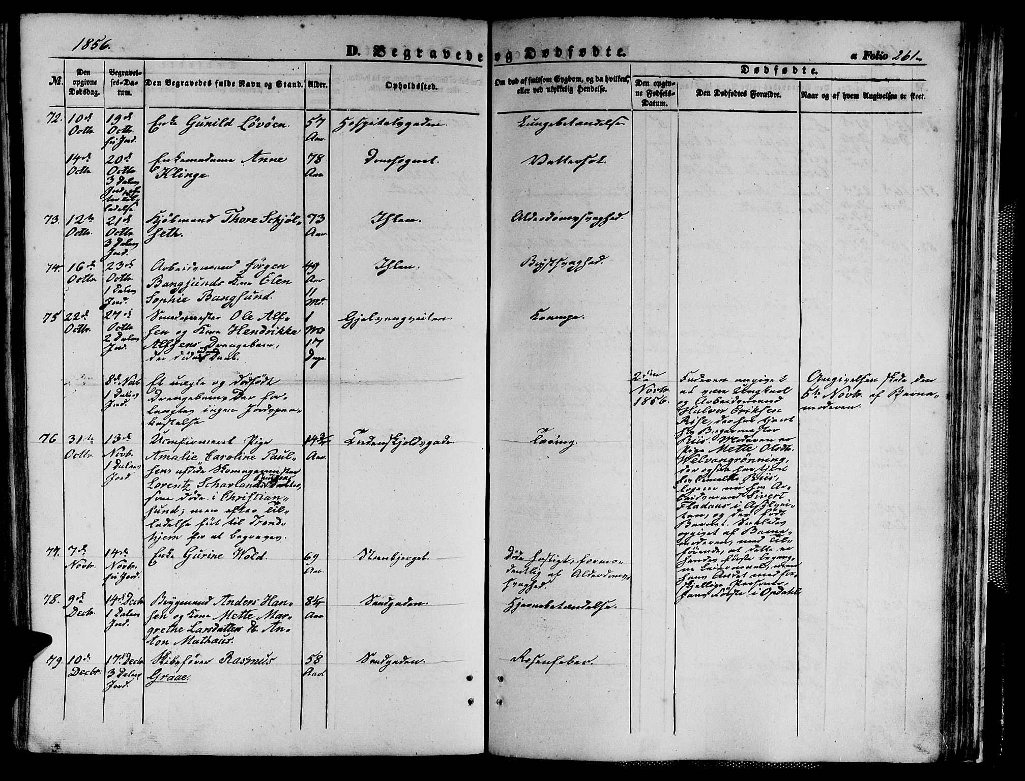 Ministerialprotokoller, klokkerbøker og fødselsregistre - Sør-Trøndelag, SAT/A-1456/602/L0138: Klokkerbok nr. 602C06, 1853-1858, s. 261