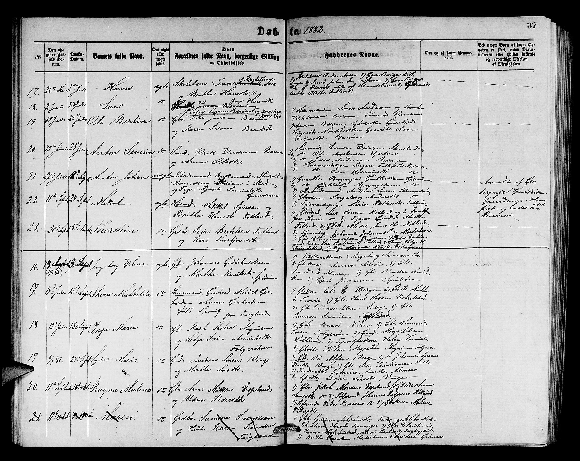 Finnås sokneprestembete, AV/SAB-A-99925/H/Ha/Hab/Haba/L0002: Klokkerbok nr. A 2, 1873-1882, s. 37