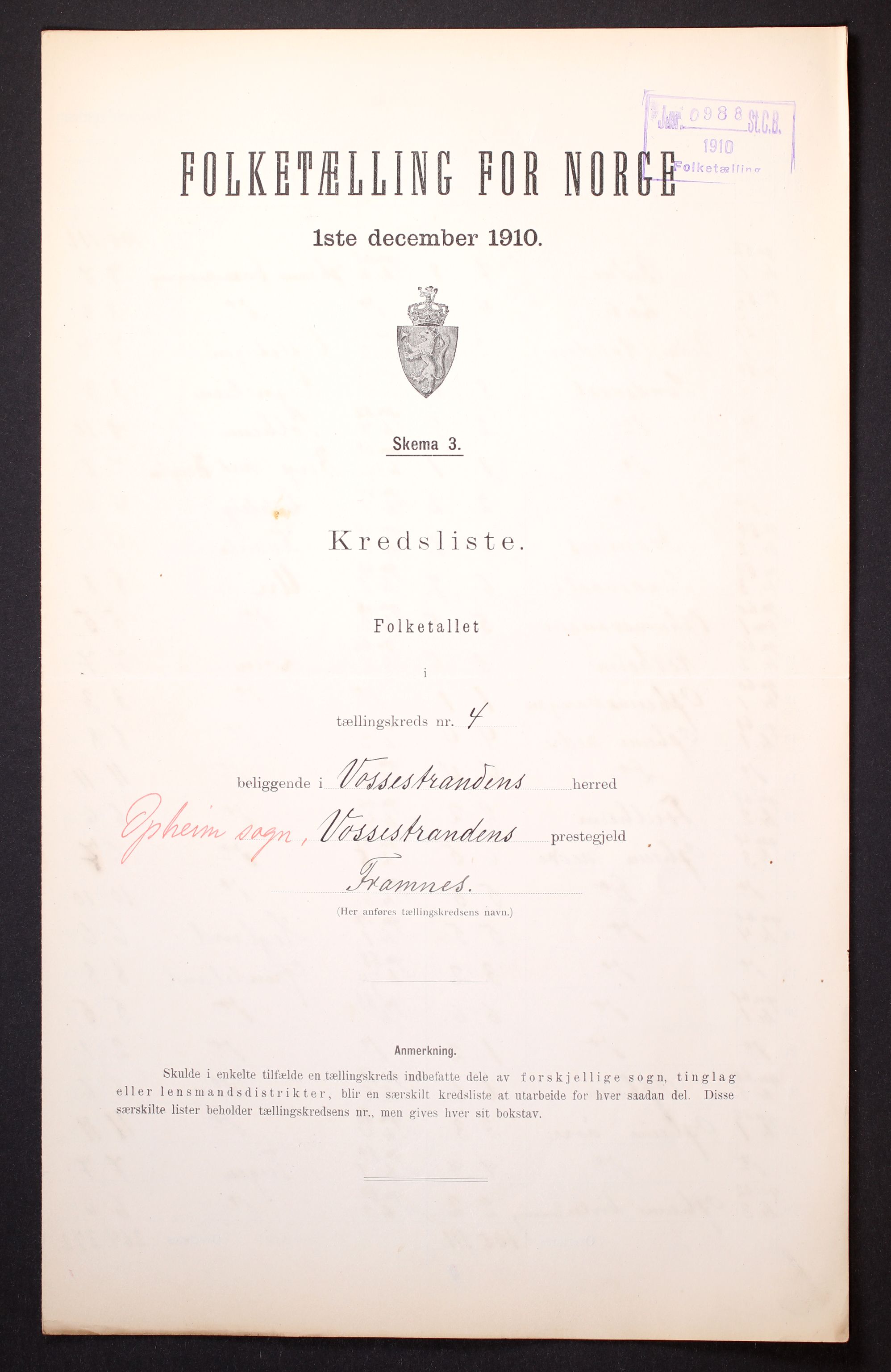 RA, Folketelling 1910 for 1236 Vossestrand herred, 1910, s. 13