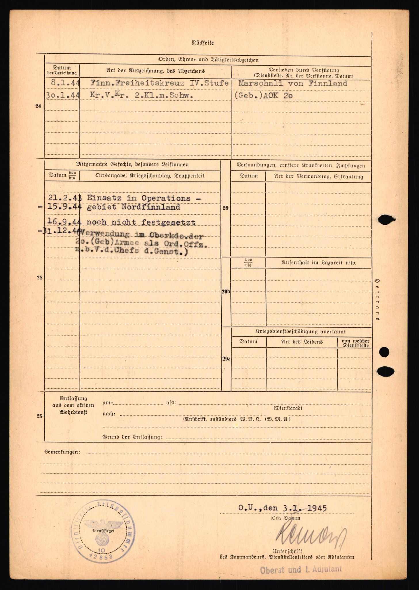 Forsvarets Overkommando. 2 kontor. Arkiv 11.4. Spredte tyske arkivsaker, AV/RA-RAFA-7031/D/Dar/Dara/L0018: Personalbøker, 1940-1945, s. 313