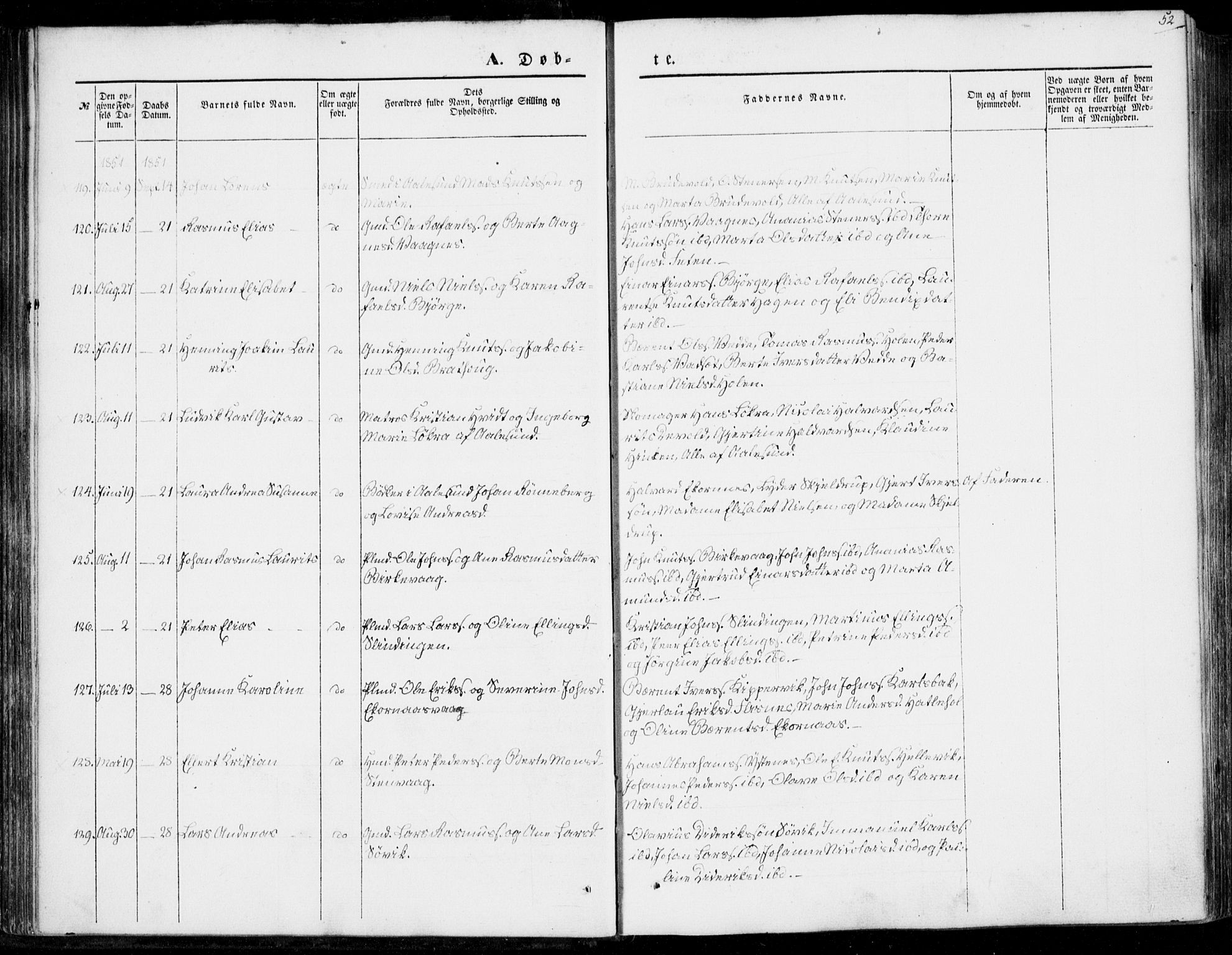 Ministerialprotokoller, klokkerbøker og fødselsregistre - Møre og Romsdal, SAT/A-1454/528/L0397: Ministerialbok nr. 528A08, 1848-1858, s. 52
