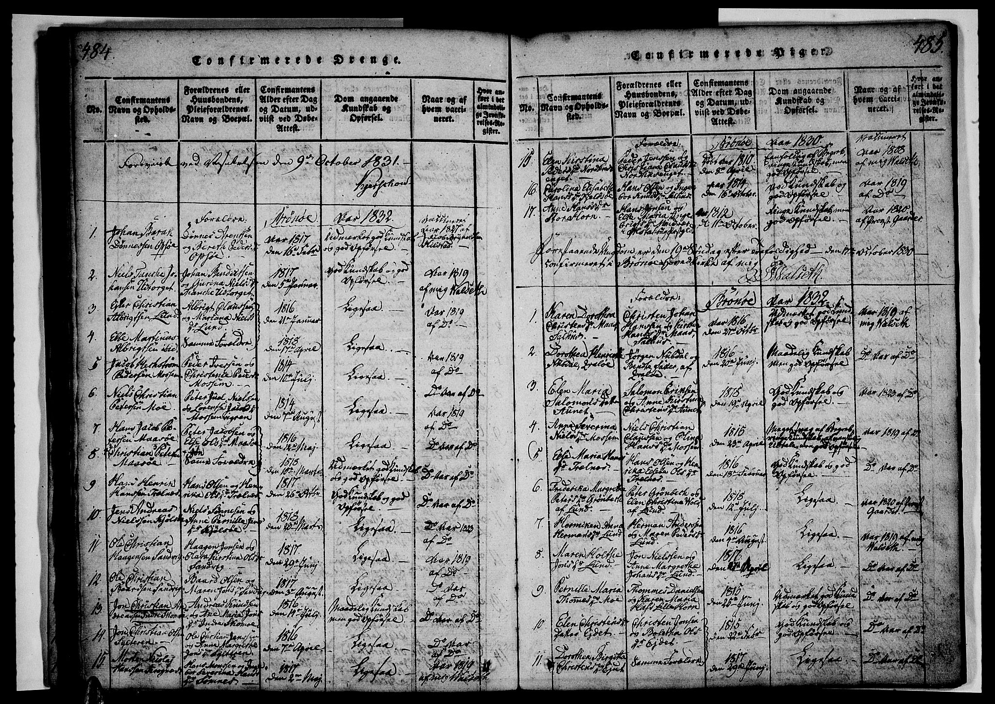 Ministerialprotokoller, klokkerbøker og fødselsregistre - Nordland, AV/SAT-A-1459/813/L0197: Ministerialbok nr. 813A07, 1820-1833, s. 484-485