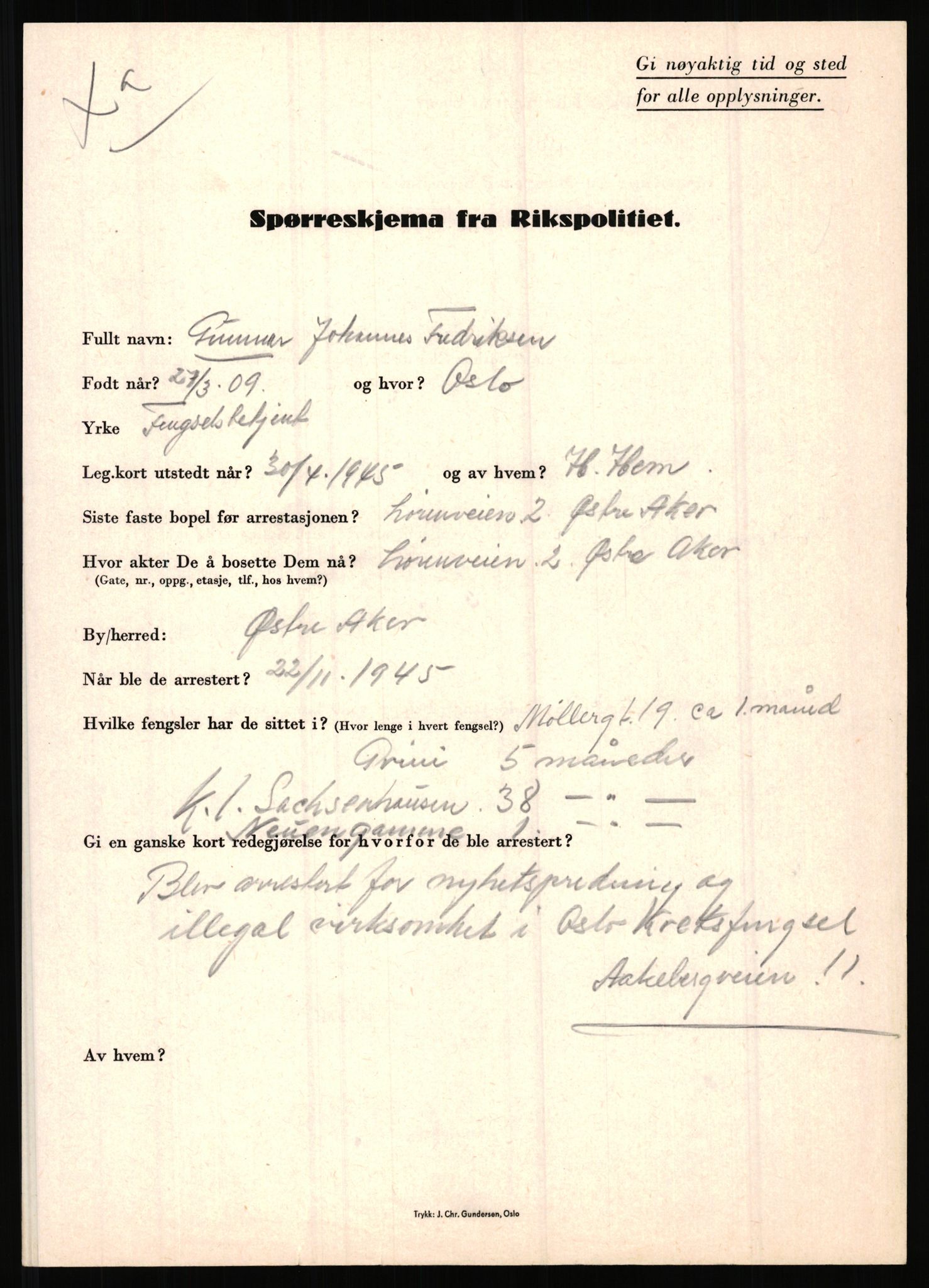 Rikspolitisjefen, AV/RA-S-1560/L/L0004: Eriksen, Alf - Geving, Øivind, 1940-1945, s. 809