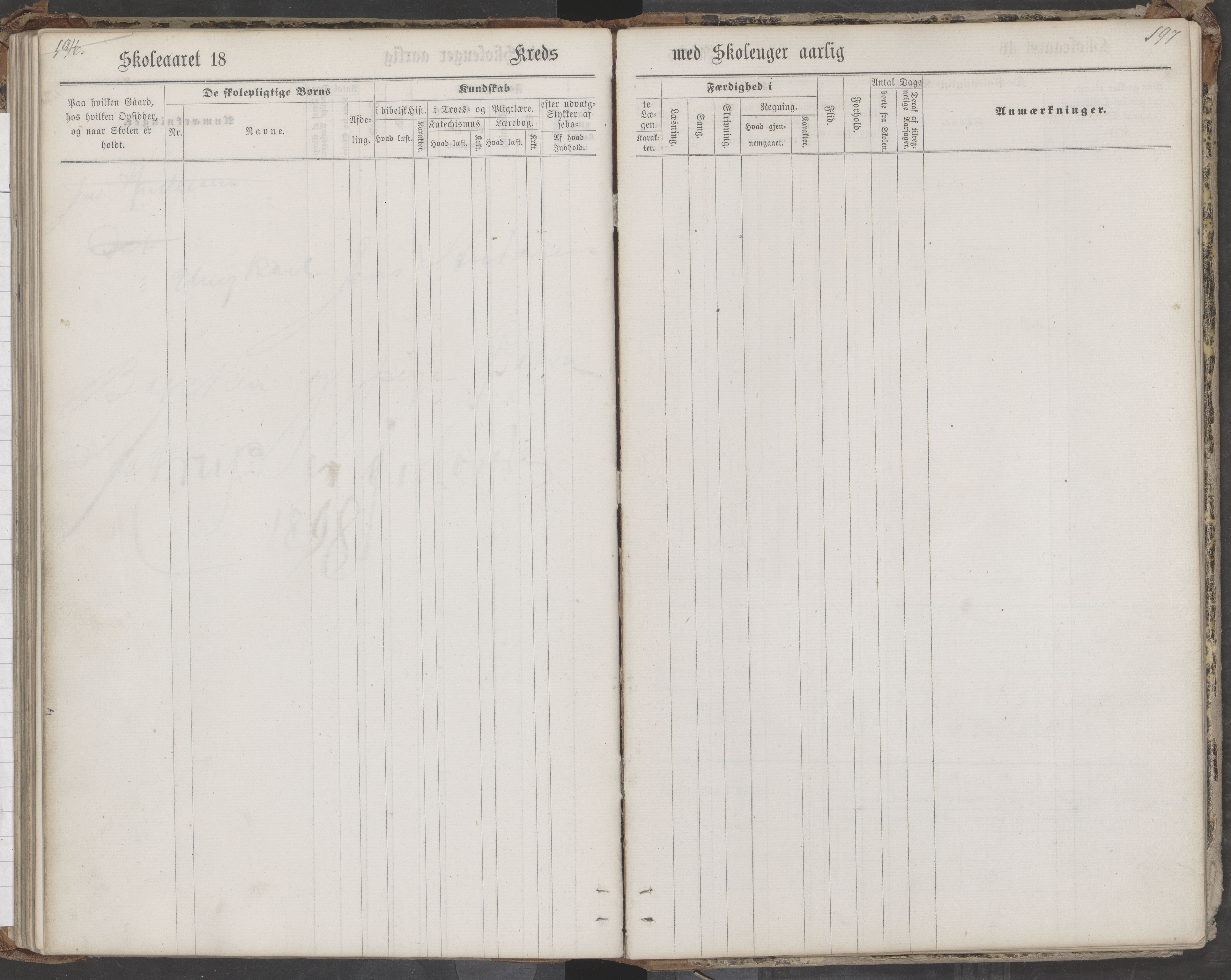 Saltdal kommune. Ymse skolekretser, AIN/K-18400.510.18/442/L0002/0002: Skoleprotokoller / Nordnes, Berghulnes, Junkerdal, 1871-1878