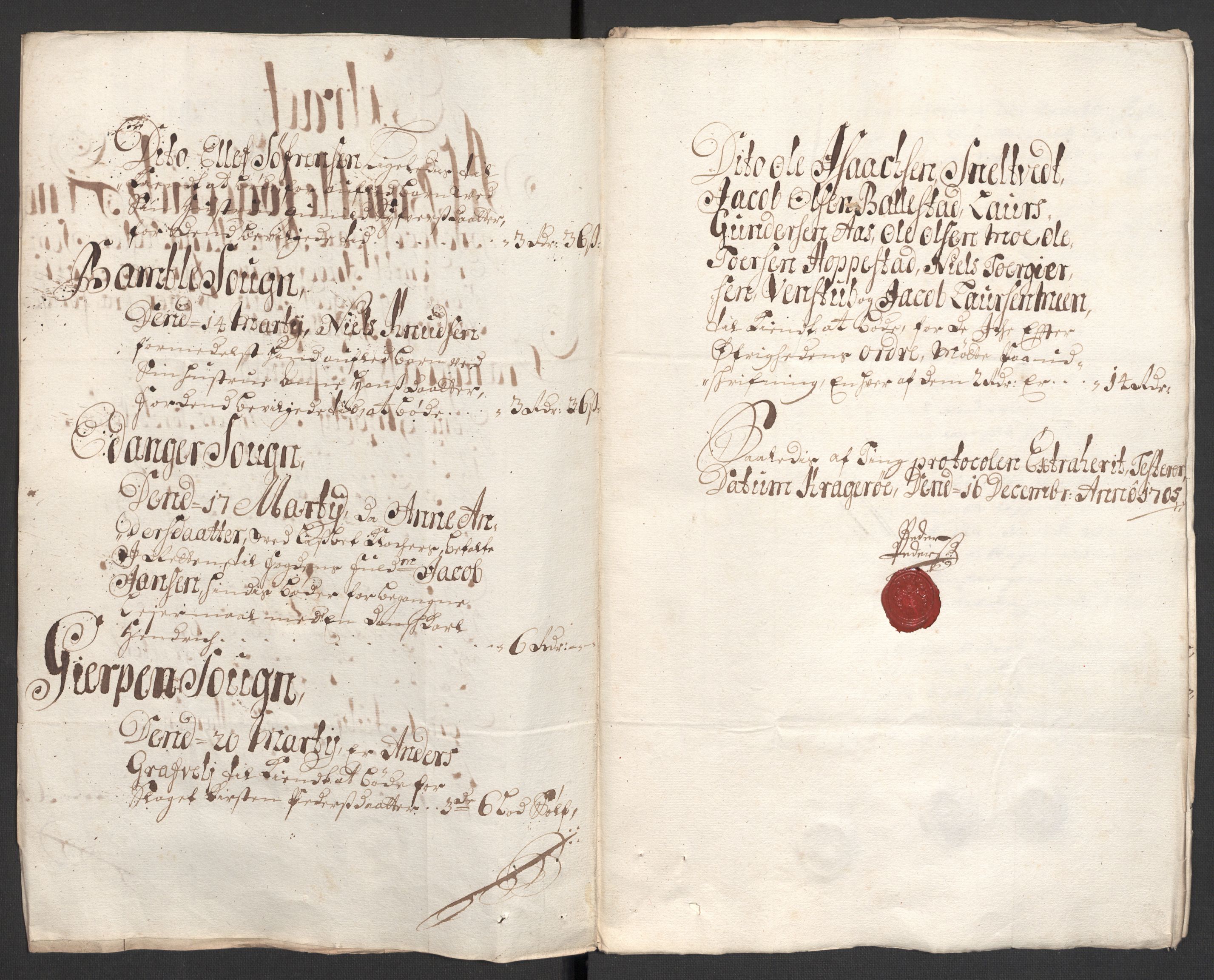 Rentekammeret inntil 1814, Reviderte regnskaper, Fogderegnskap, RA/EA-4092/R36/L2114: Fogderegnskap Øvre og Nedre Telemark og Bamble, 1705, s. 8