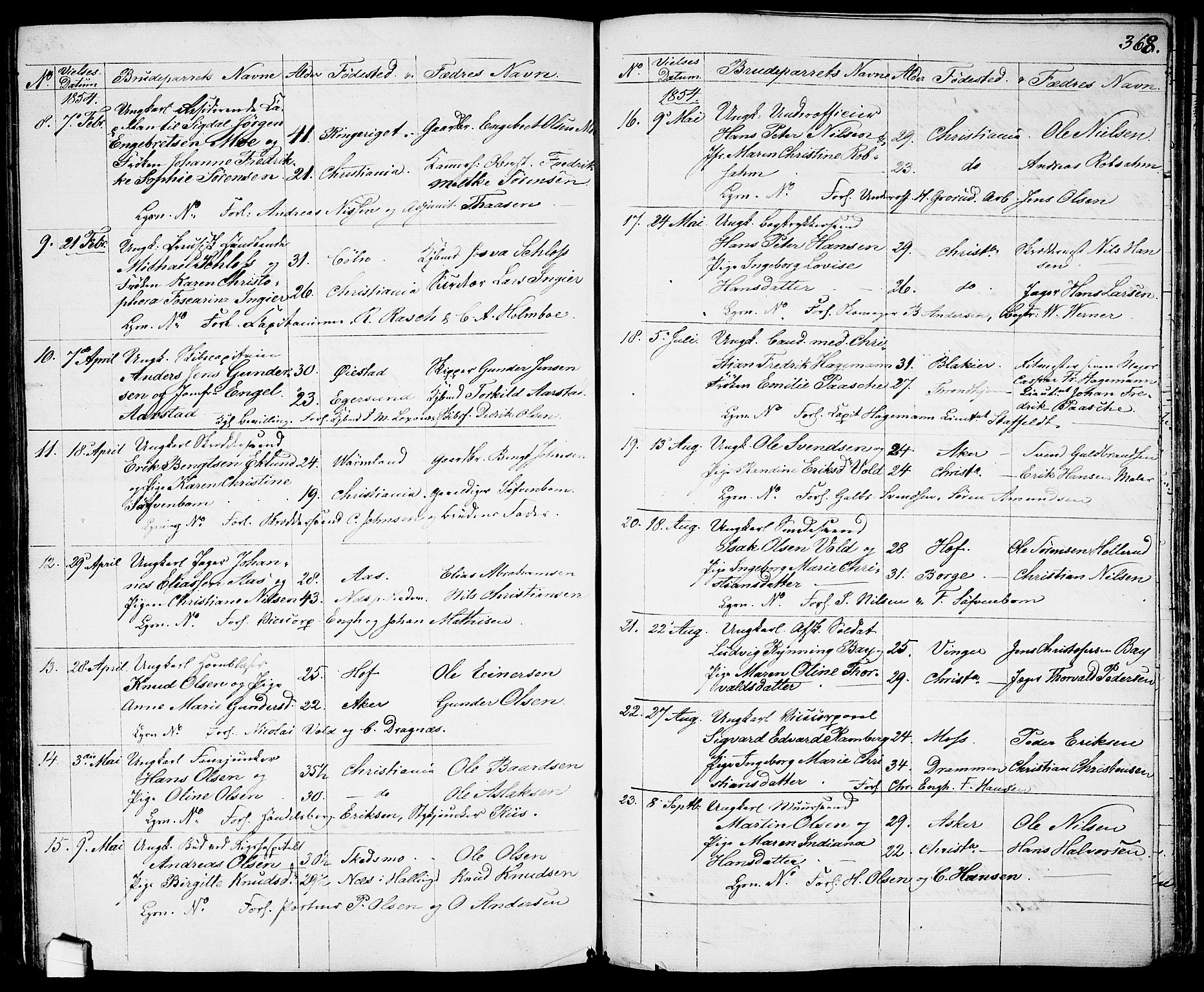 Garnisonsmenigheten Kirkebøker, AV/SAO-A-10846/G/Ga/L0005: Klokkerbok nr. 5, 1841-1860, s. 368