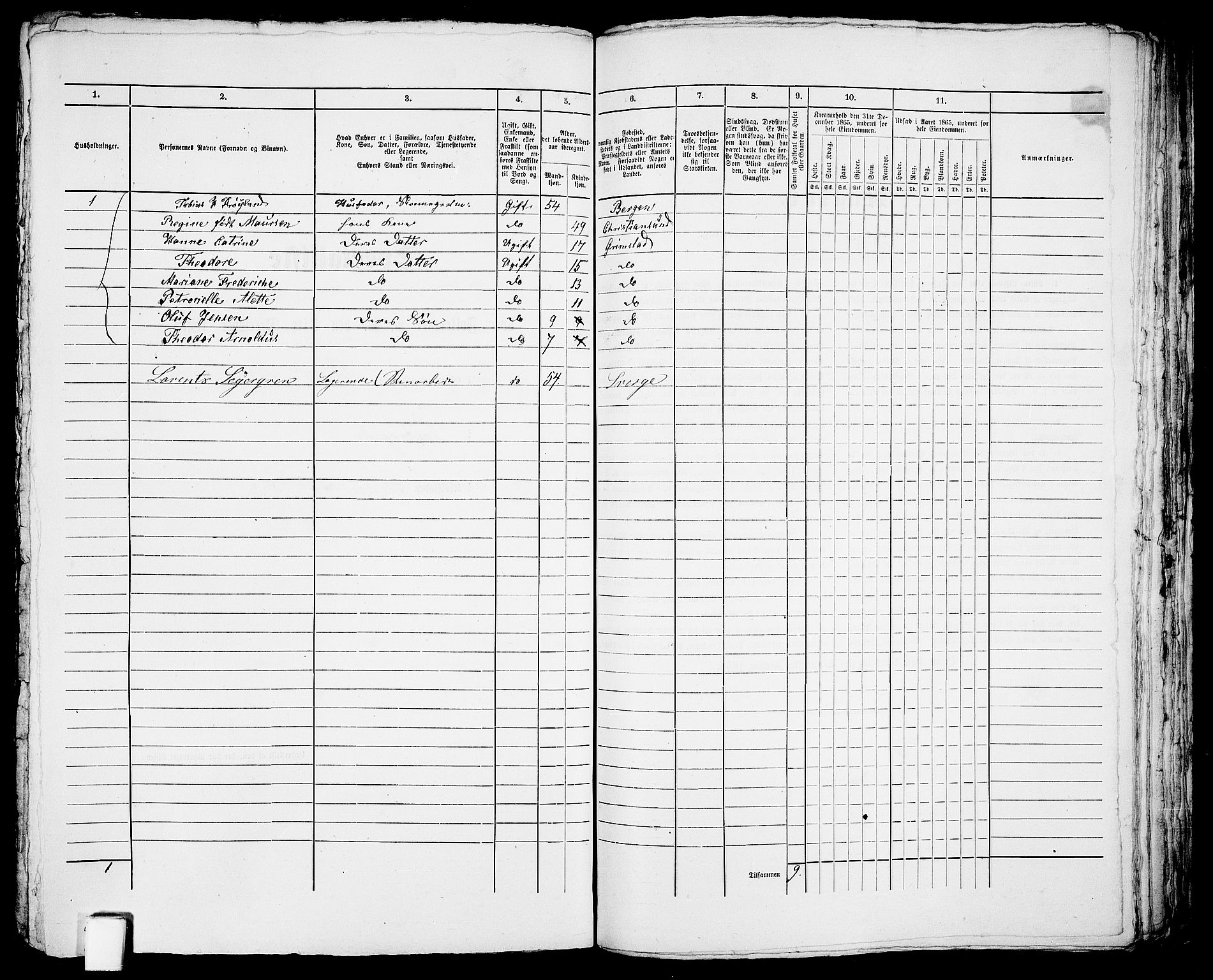 RA, Folketelling 1865 for 0904B Fjære prestegjeld, Grimstad kjøpstad, 1865, s. 331