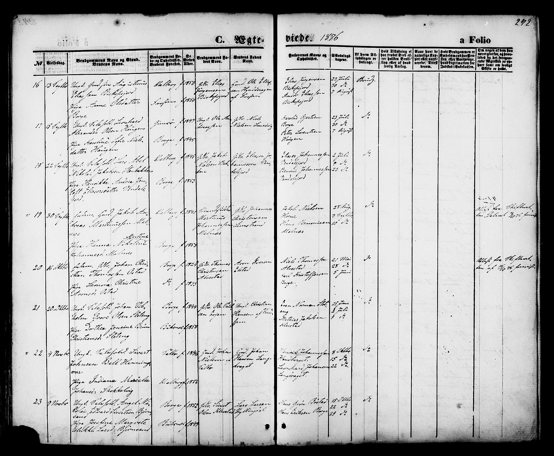 Ministerialprotokoller, klokkerbøker og fødselsregistre - Nordland, SAT/A-1459/880/L1132: Ministerialbok nr. 880A06, 1869-1887, s. 292