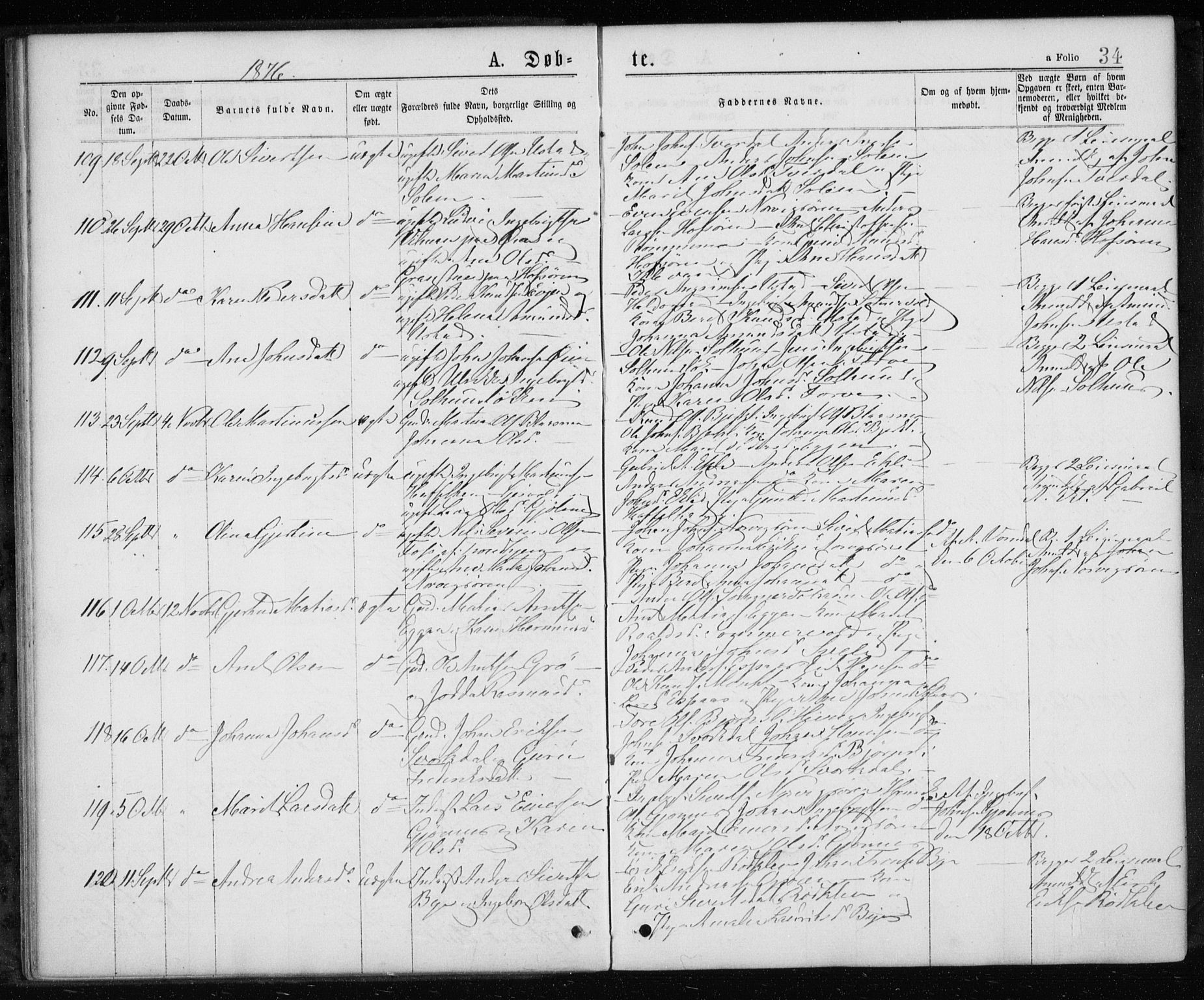 Ministerialprotokoller, klokkerbøker og fødselsregistre - Sør-Trøndelag, SAT/A-1456/668/L0817: Klokkerbok nr. 668C06, 1873-1884, s. 34