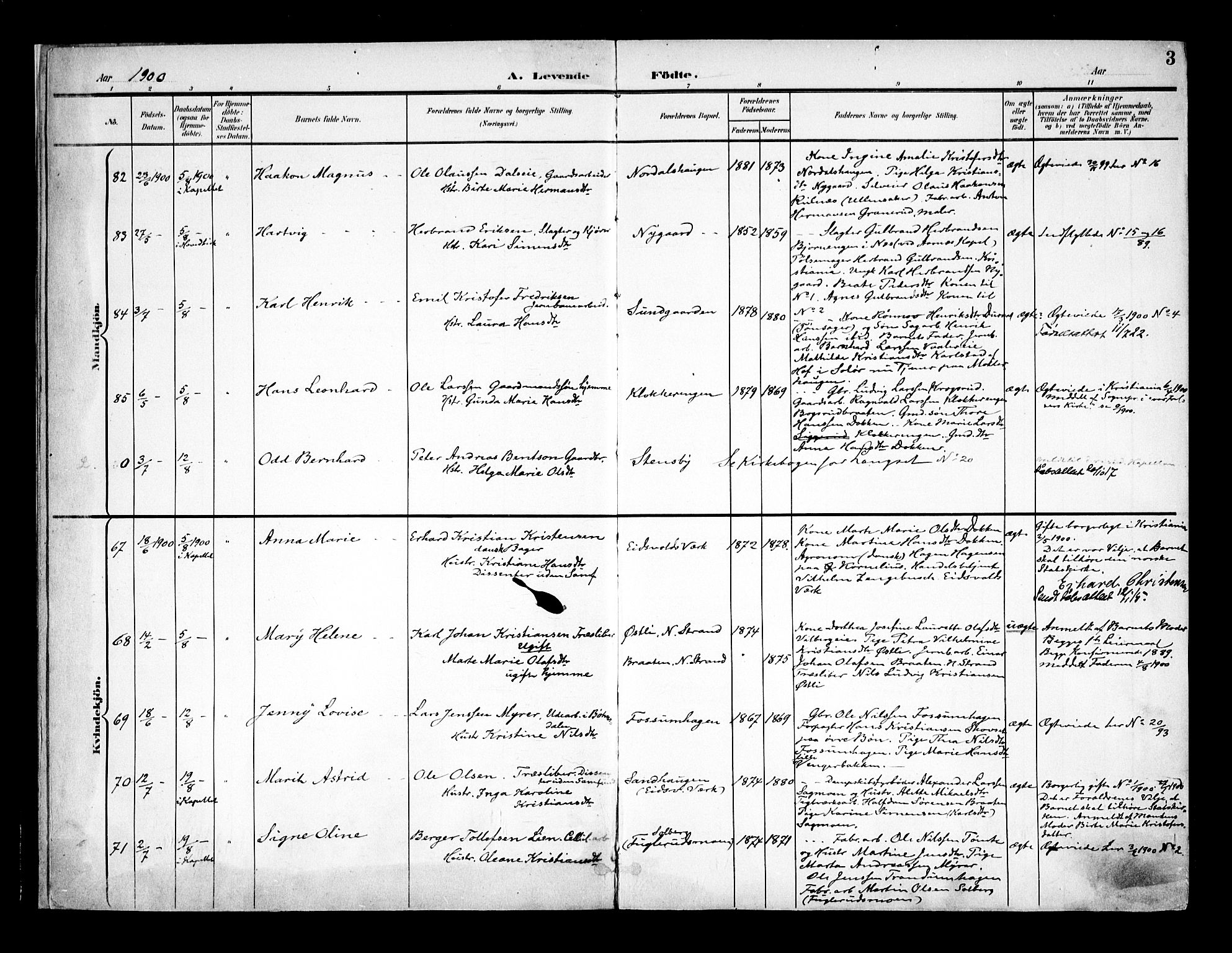 Eidsvoll prestekontor Kirkebøker, AV/SAO-A-10888/F/Fa/L0006: Ministerialbok nr. I 6, 1900-1907, s. 3