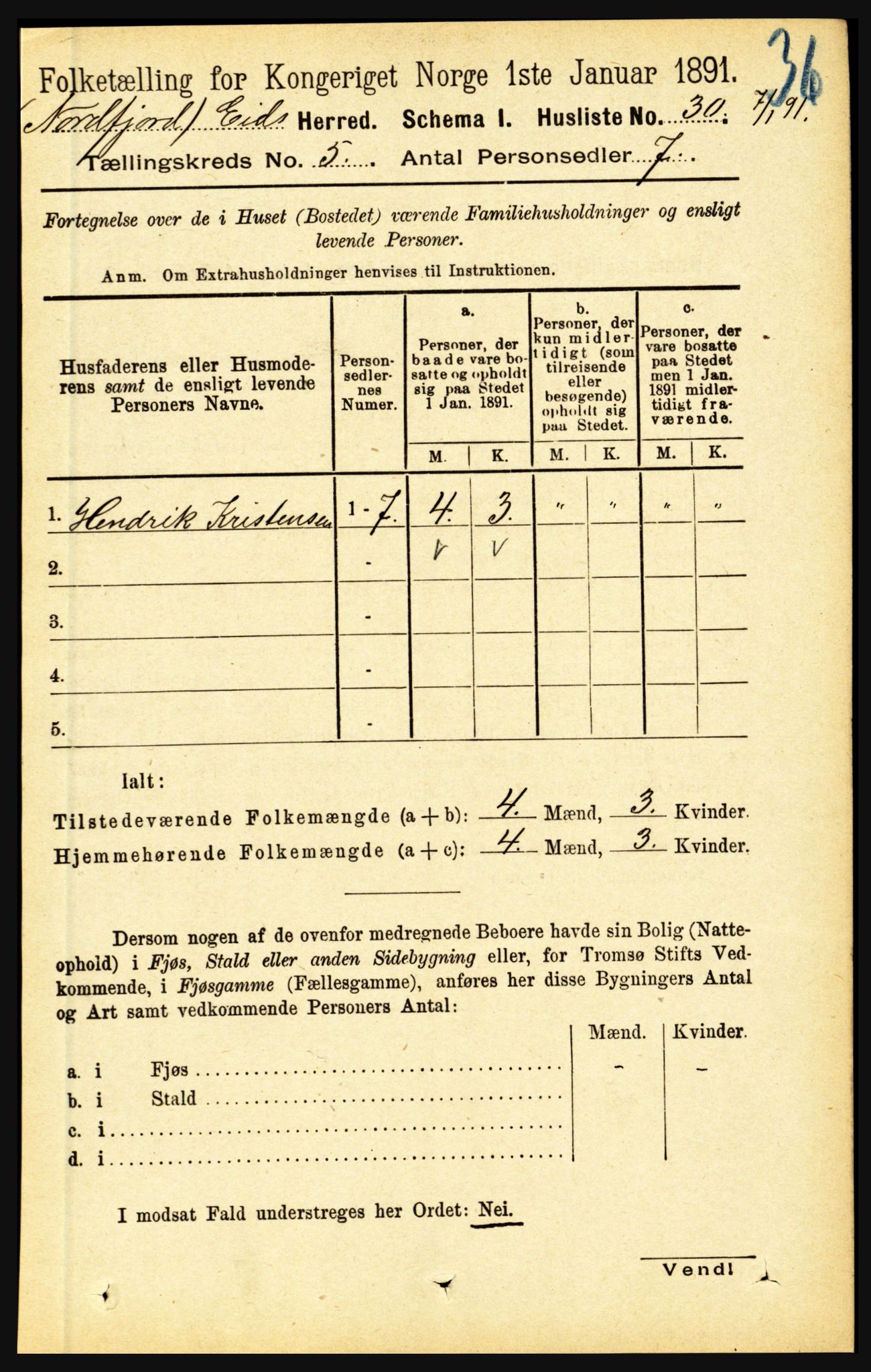 RA, Folketelling 1891 for 1443 Eid herred, 1891, s. 1135