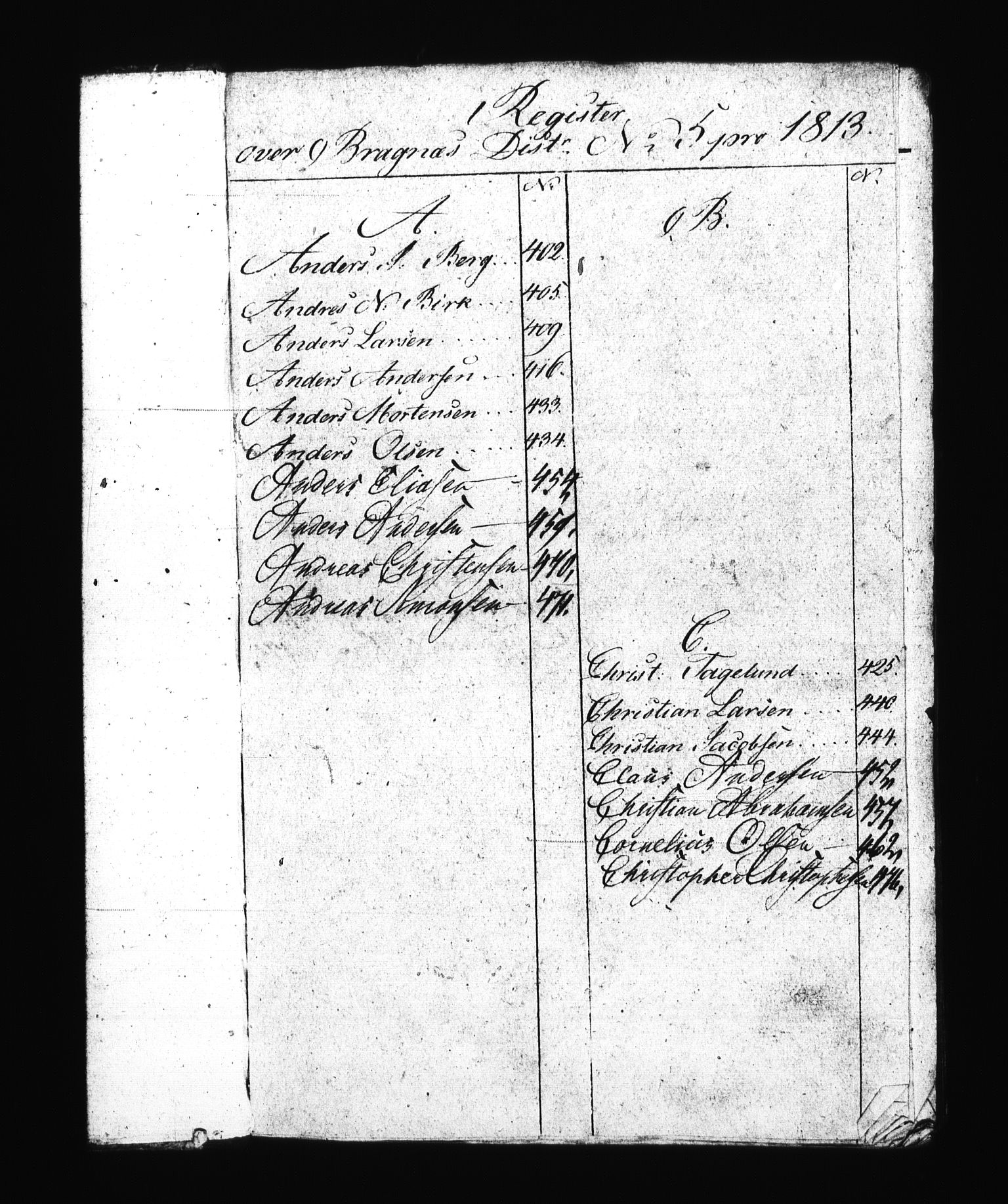 Sjøetaten, RA/EA-3110/F/L0172: Bragernes distrikt, bind 5, 1813