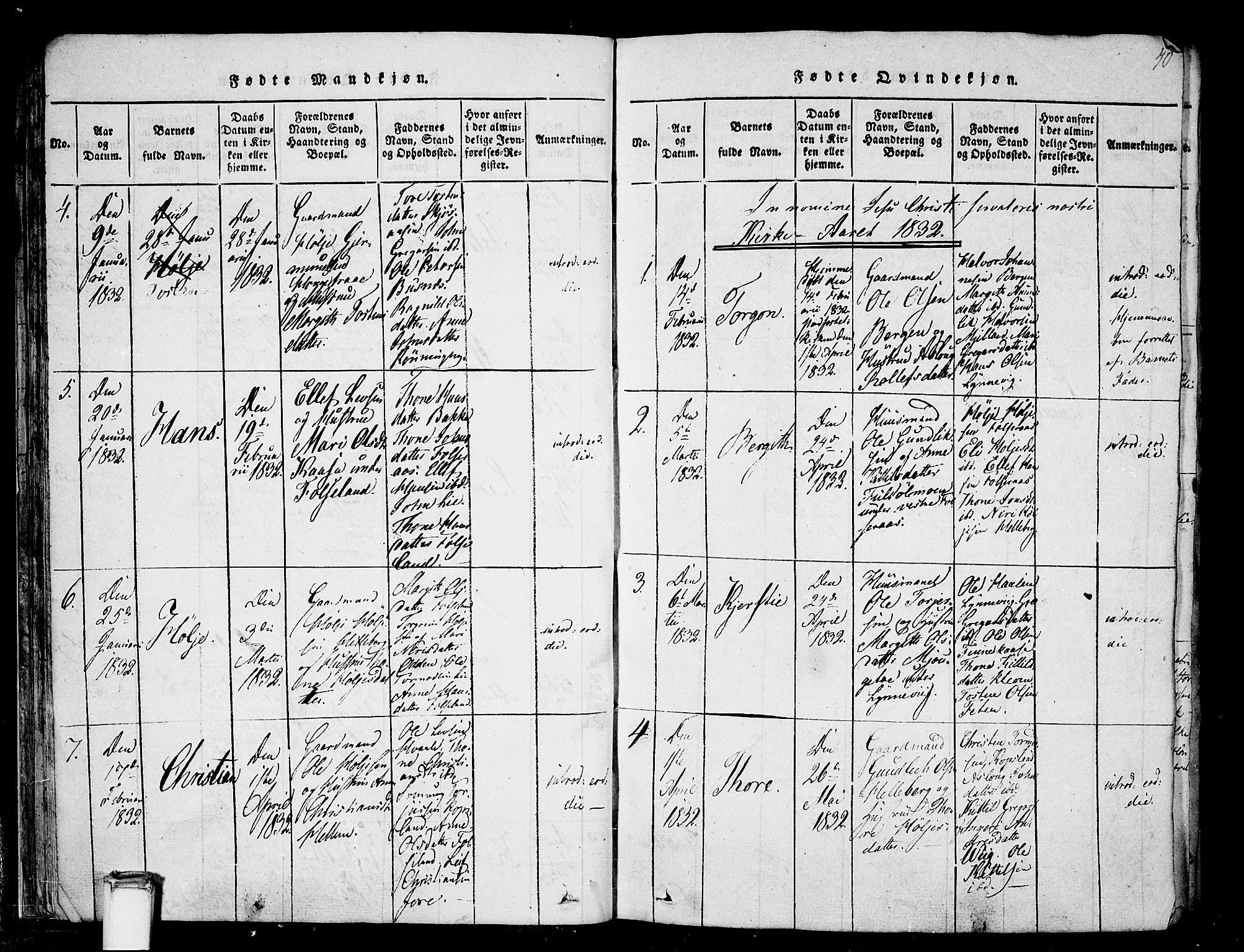 Gransherad kirkebøker, AV/SAKO-A-267/F/Fa/L0001: Ministerialbok nr. I 1, 1815-1843, s. 40