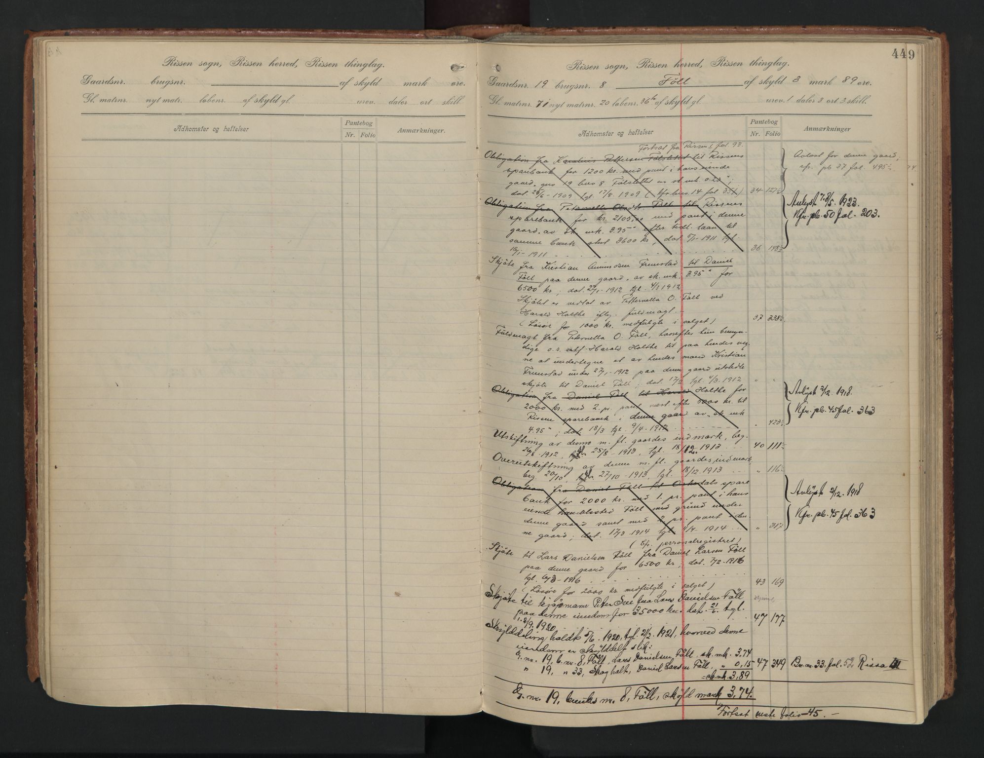 Fosen sorenskriveri, AV/SAT-A-1107/1/2/2A/L0034: Panteregister nr. 34, s. 44